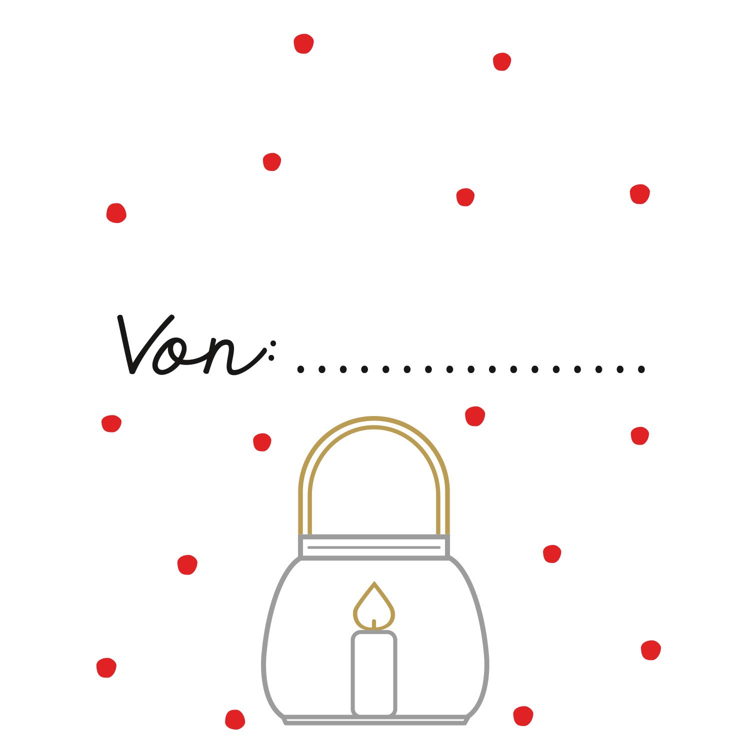 Glas-Windlicht mit goldenen Griff und Kerze, Botschaft 'Schön, dass es Dich gibt!'