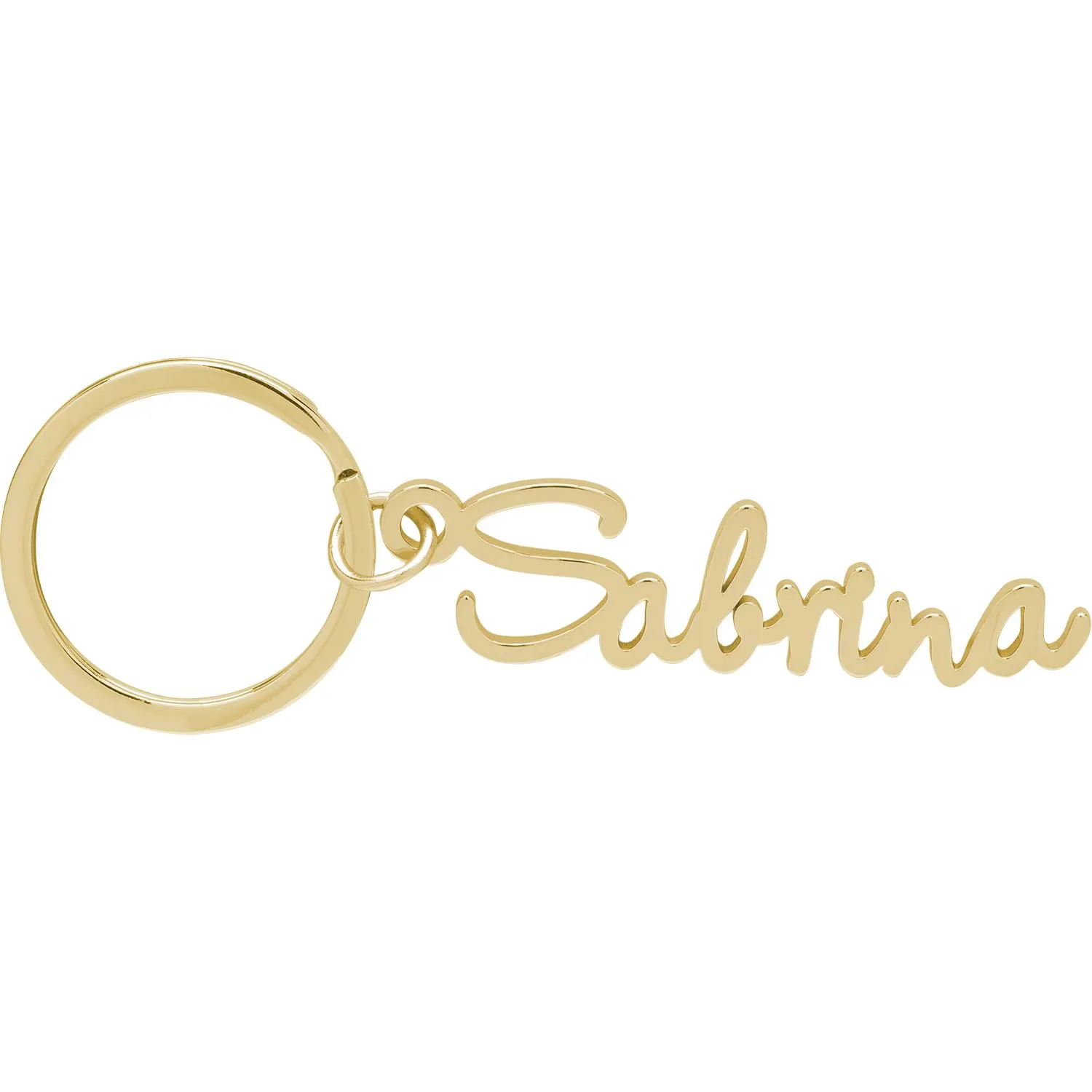 Goldfarbener Namens-Schlüsselanhänger Sabrina am Ring