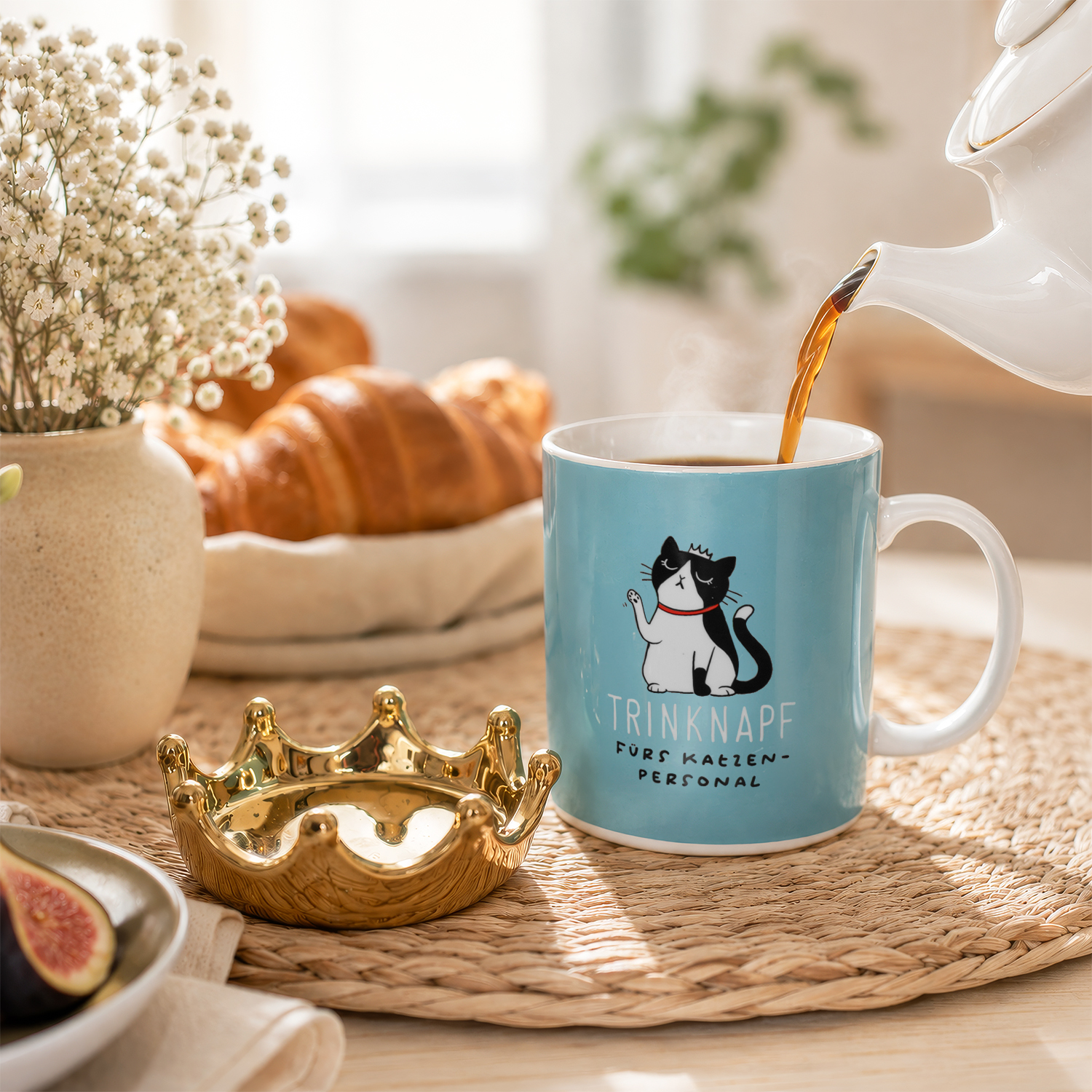 XL-Tasse mit Kronendeckel Trinknapf fürs Katzenpersonal