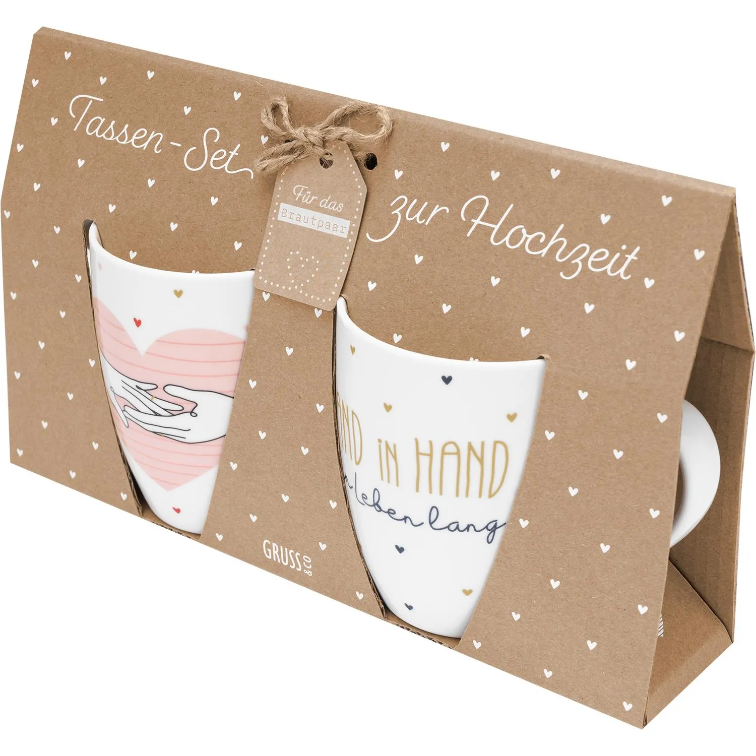 Tassen-Set zur Hochzeit – zwei Porzellan-Tassen im Geschenkset