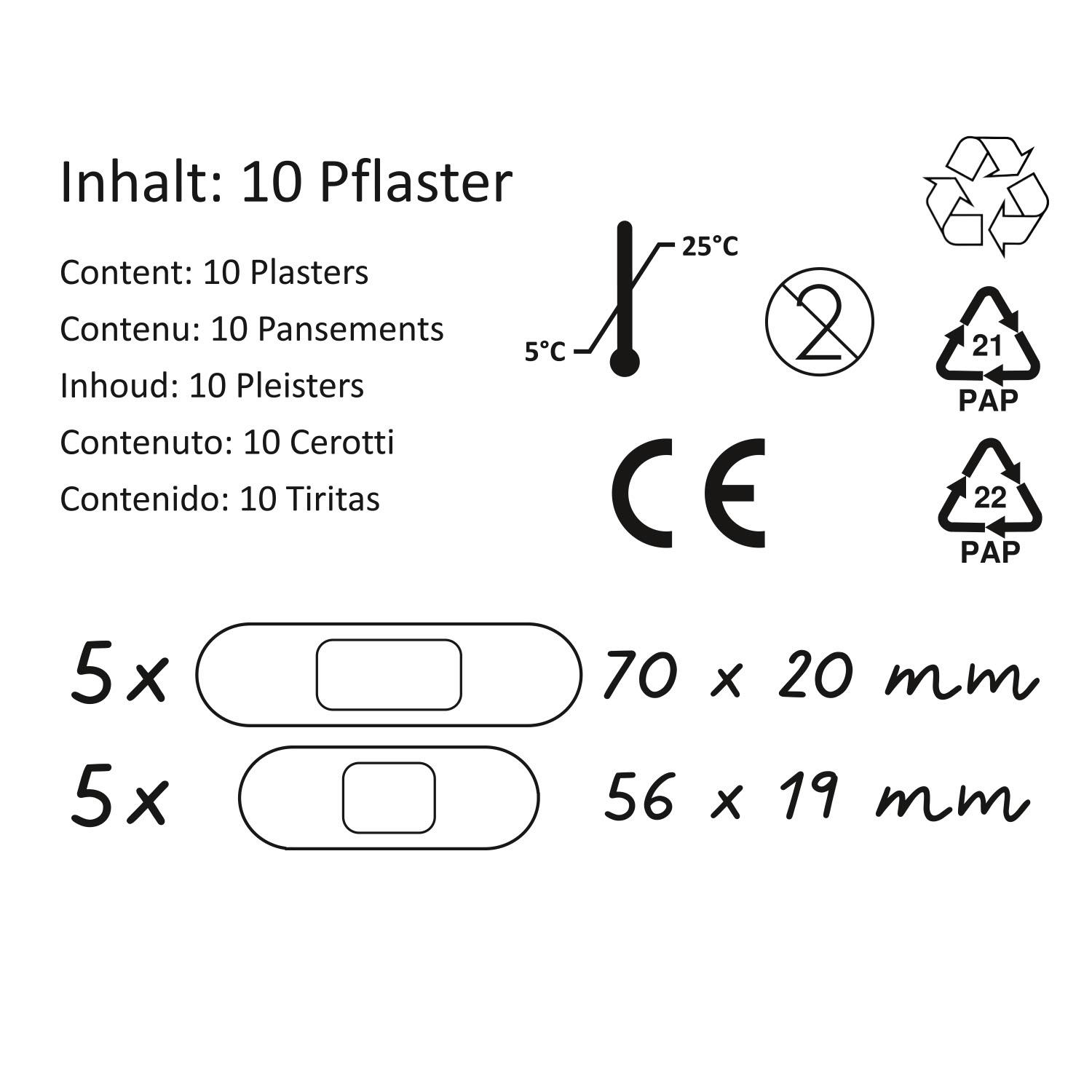 Pflaster »Prinzessin«-Set mit 10 Pflastern in zwei Größen, Motiv Prinzessin und Katze, hautfreundlich.
