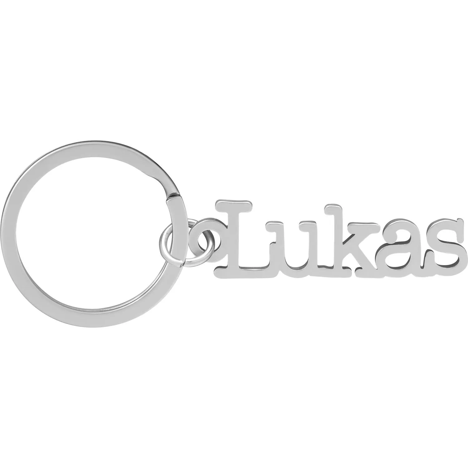 Silberner Namens-Schriftzug Lukas als Schlüsselanhänger