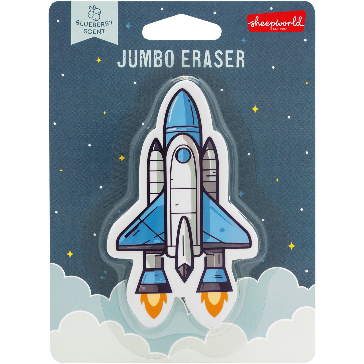 XL-Radierer Rakete aus Gummi mit Blaubeer-Duft