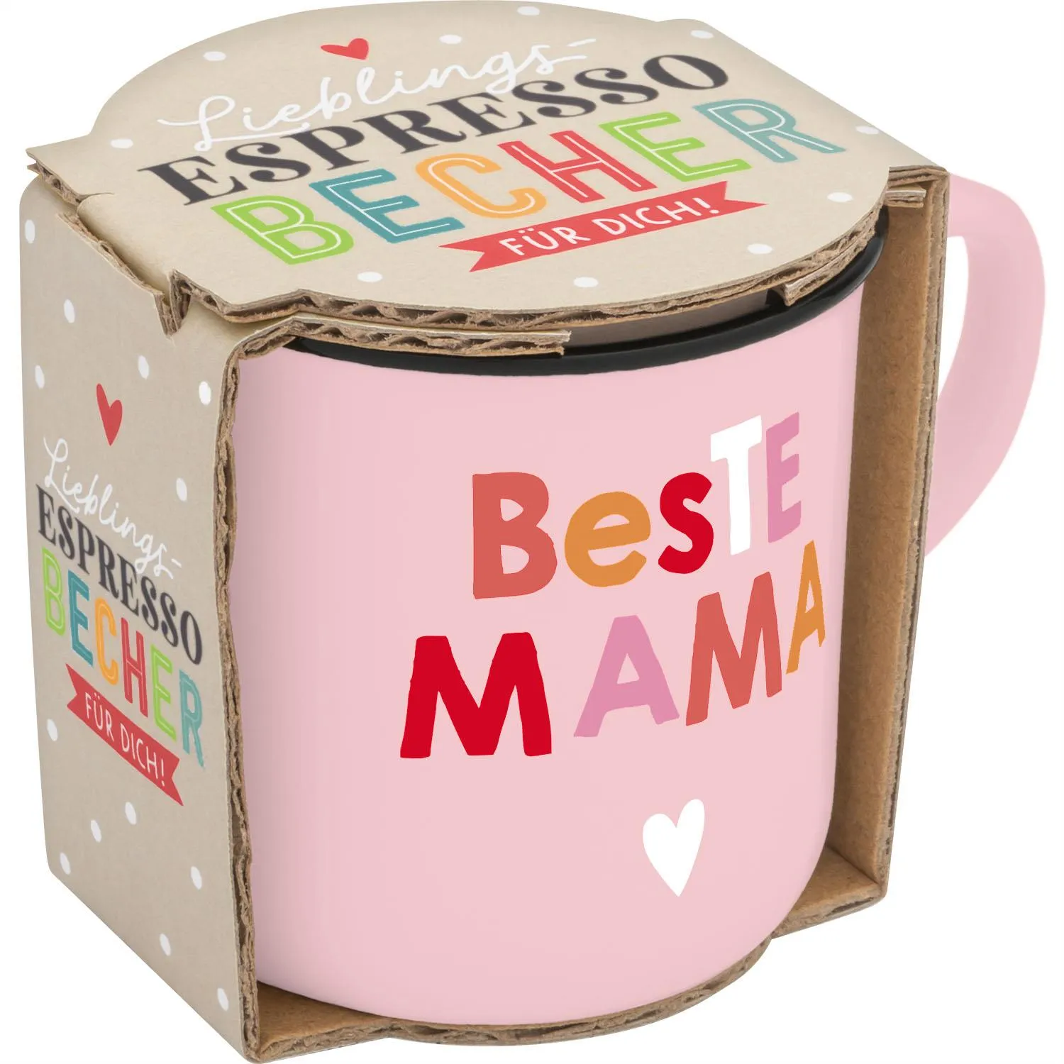 Rosa Espressobecher mit Best Mama Schriftzug