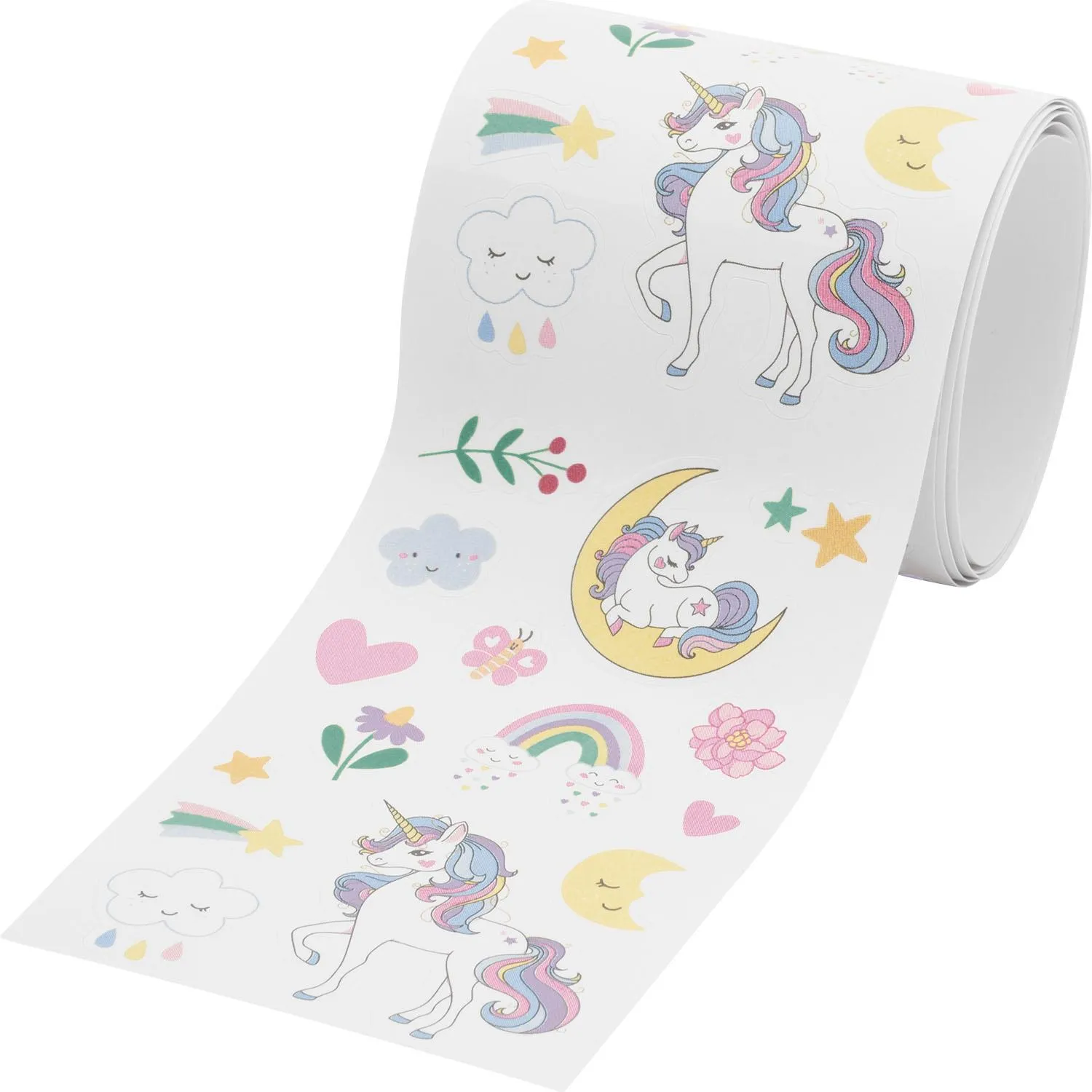 Stickerrolle »Einhorn« mit pastellfarbenen Stickern, 80 cm lang, 5 cm breit