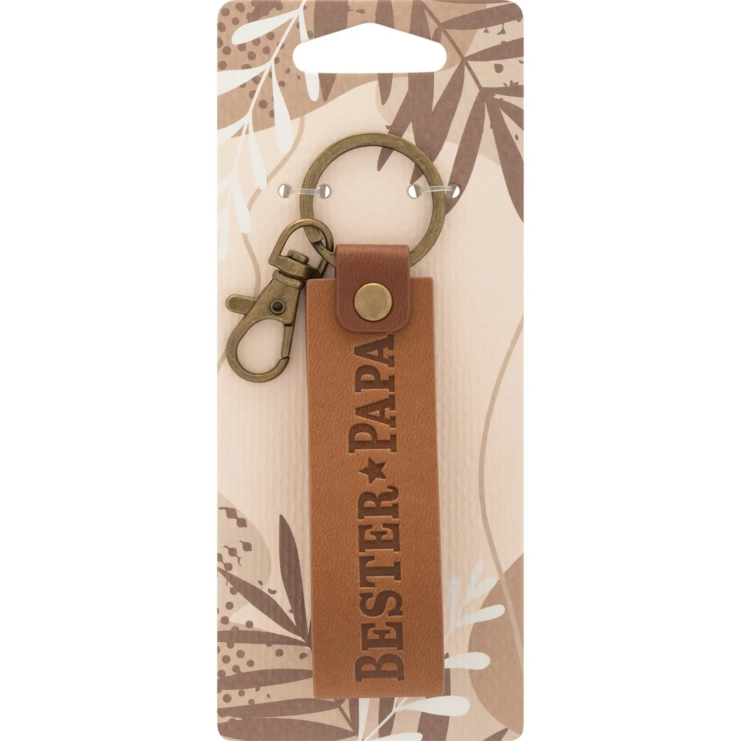 Kunstleder-Schlüsselanhänger mit BESTER PAPA-Aufschrift und Messing-Haken