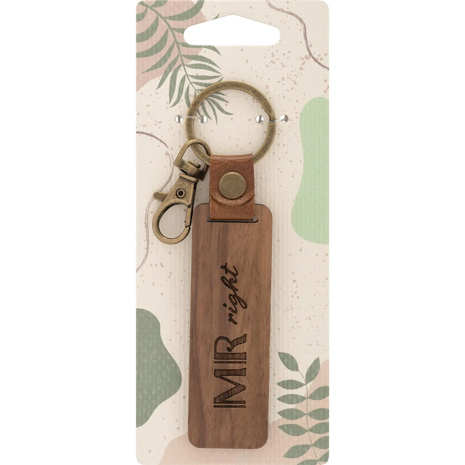 Schlüsselanhänger aus Walnussholz mit Lederband und Metallring