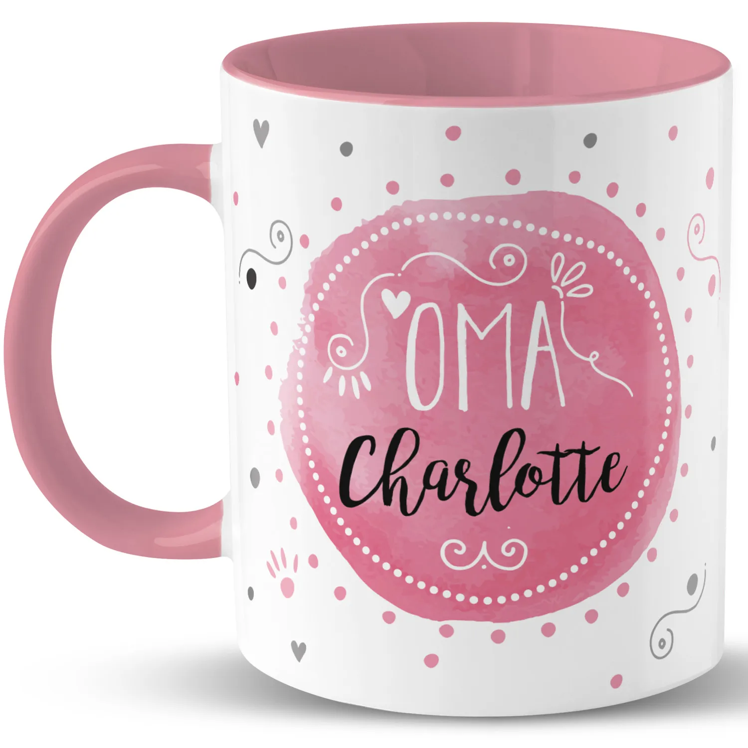 Tasse »OMA ... - Schön, dass es Dich gibt!« mit Wunschnamen, rosa, personalisiert