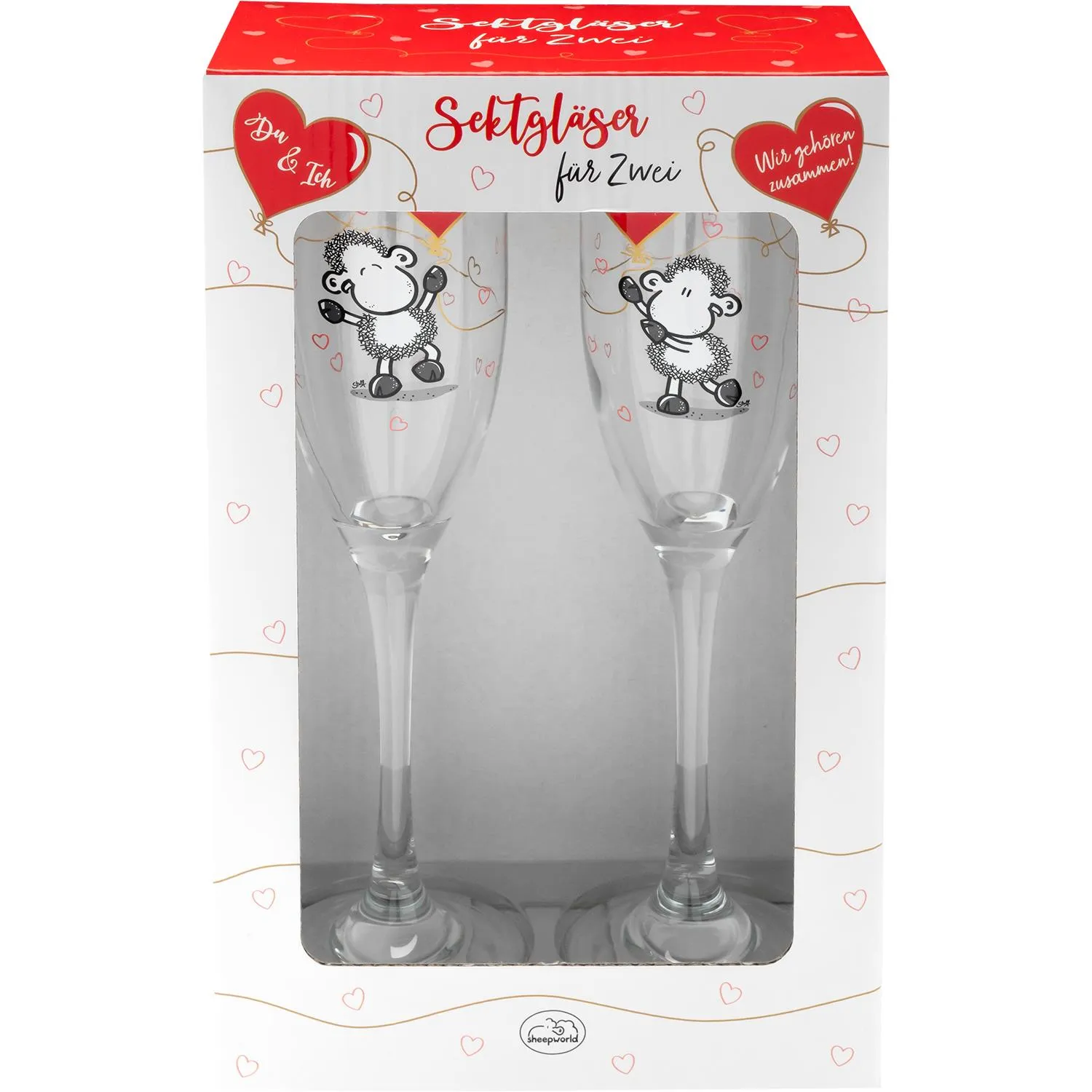 Zwei Secco-Gläser mit Schafmotiv im Geschenkset