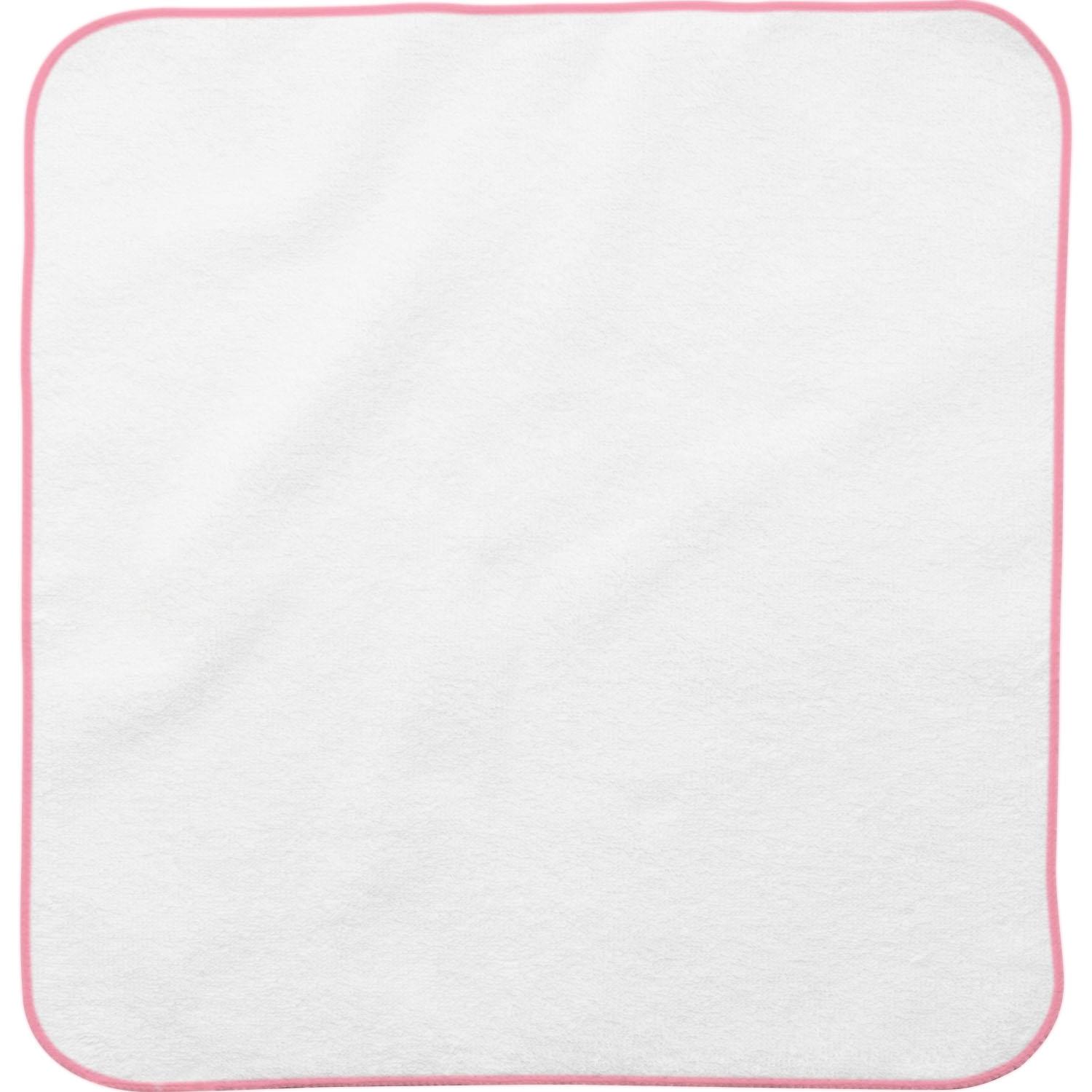 Kleines Zauberhandtuch Einhorn-Zauber, weiß mit rosa Rand, 100% Baumwolle.