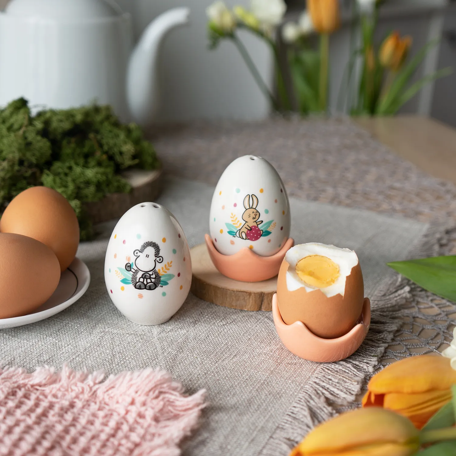 Eierbecher-Streuer-Set »Osterfrühstück«