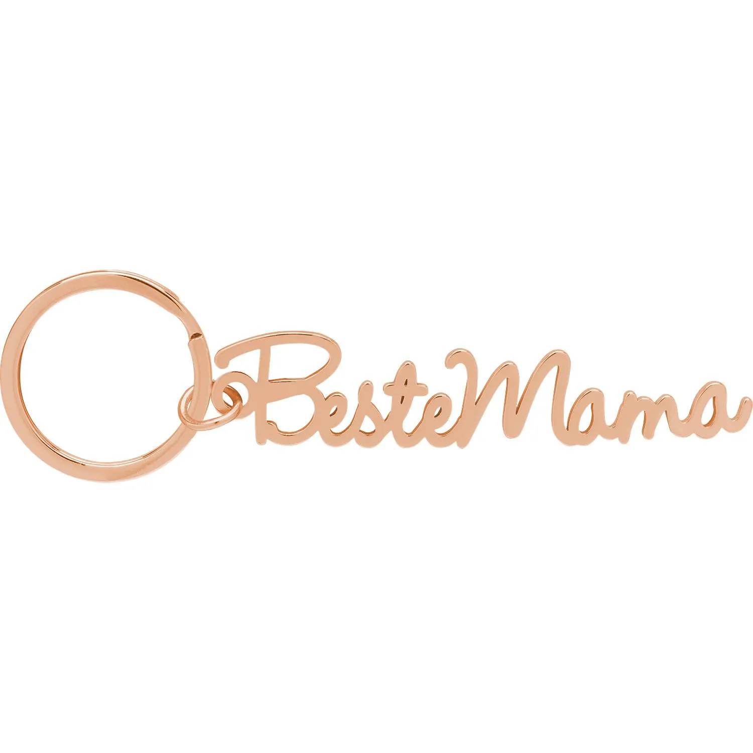 Roségoldener Schlüsselanhänger mit Schriftzug 'Beste Mama' aus Metall