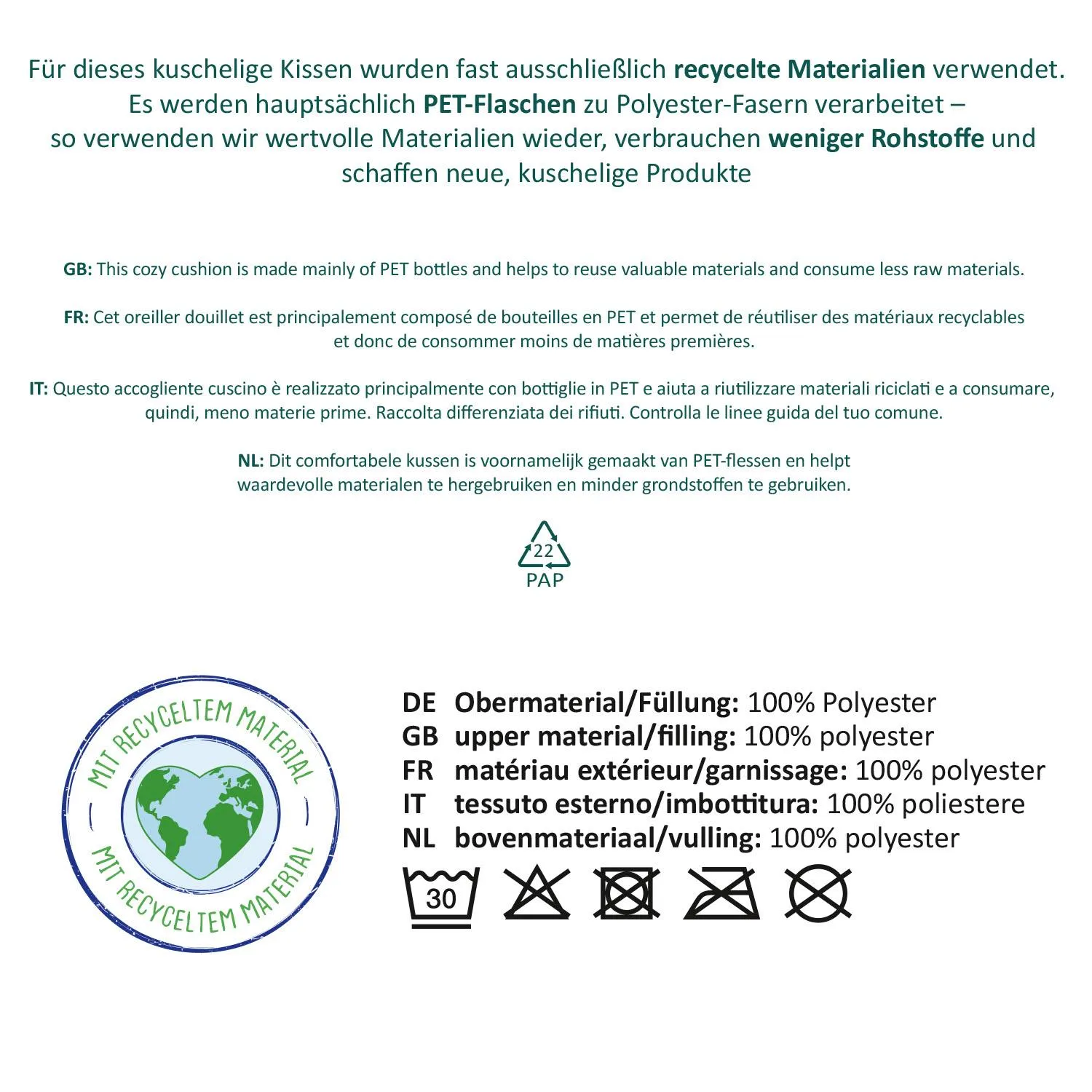 Plüschkissen »Stärke« mit Monster-Motiv, 25x25 cm, recyceltes Polyester