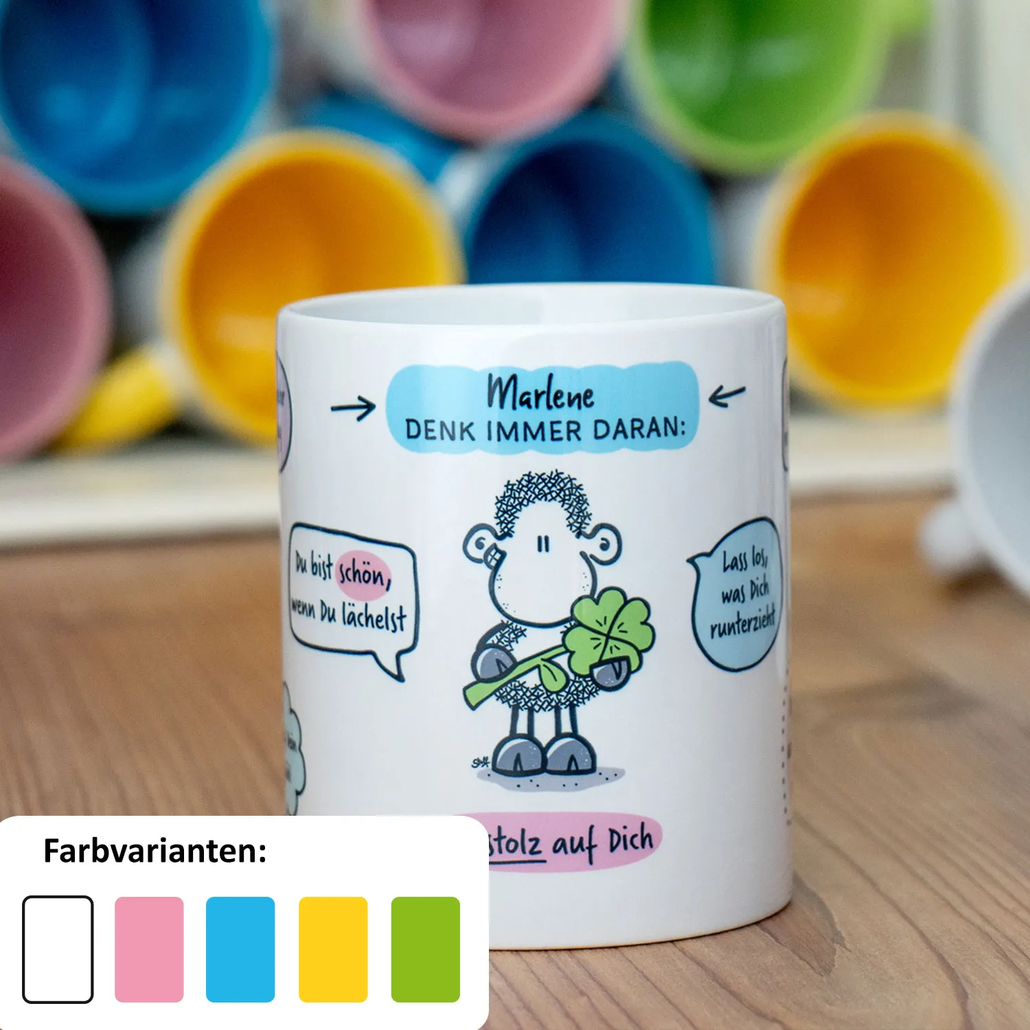 Personalisierbare Tasse »Sei stolz auf Dich« mit Name, weiß