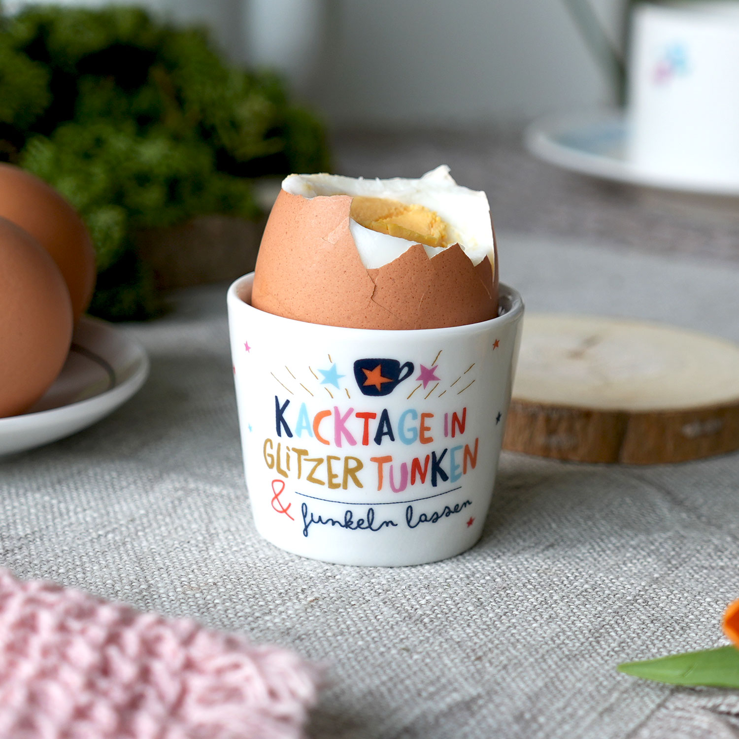 Eierbecher »Kacktage in Glitzer tunken«