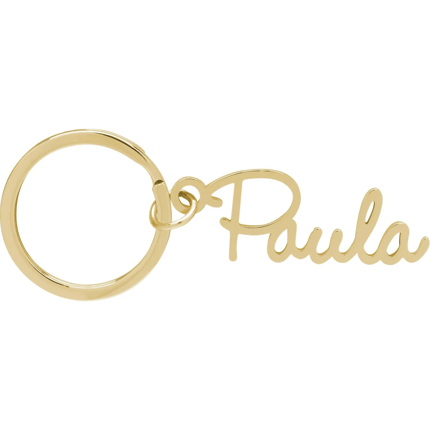 Goldfarbener Namens-Schlüsselanhänger mit Paula-Schriftzug am Ring