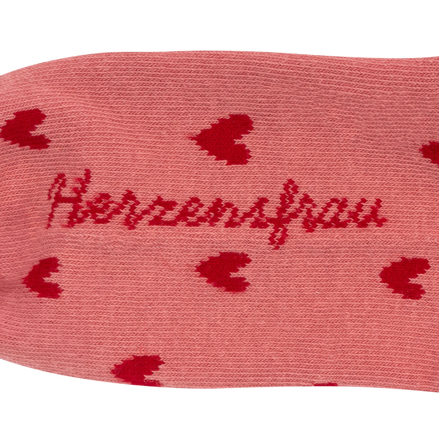 Rosa Zaubersocken mit rotem Herzmotiv und Schriftzug Herzensfrau