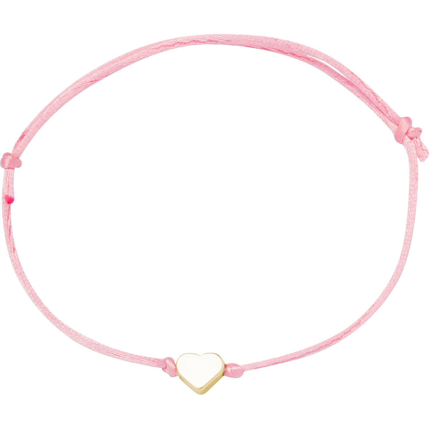 Rosa Armband mit goldenen Herz-Anhänger