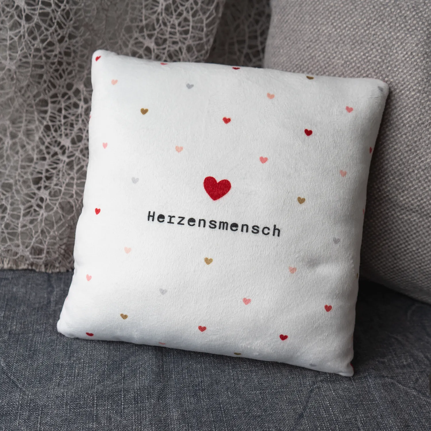 Plüschkissen »Herzensmensch«
