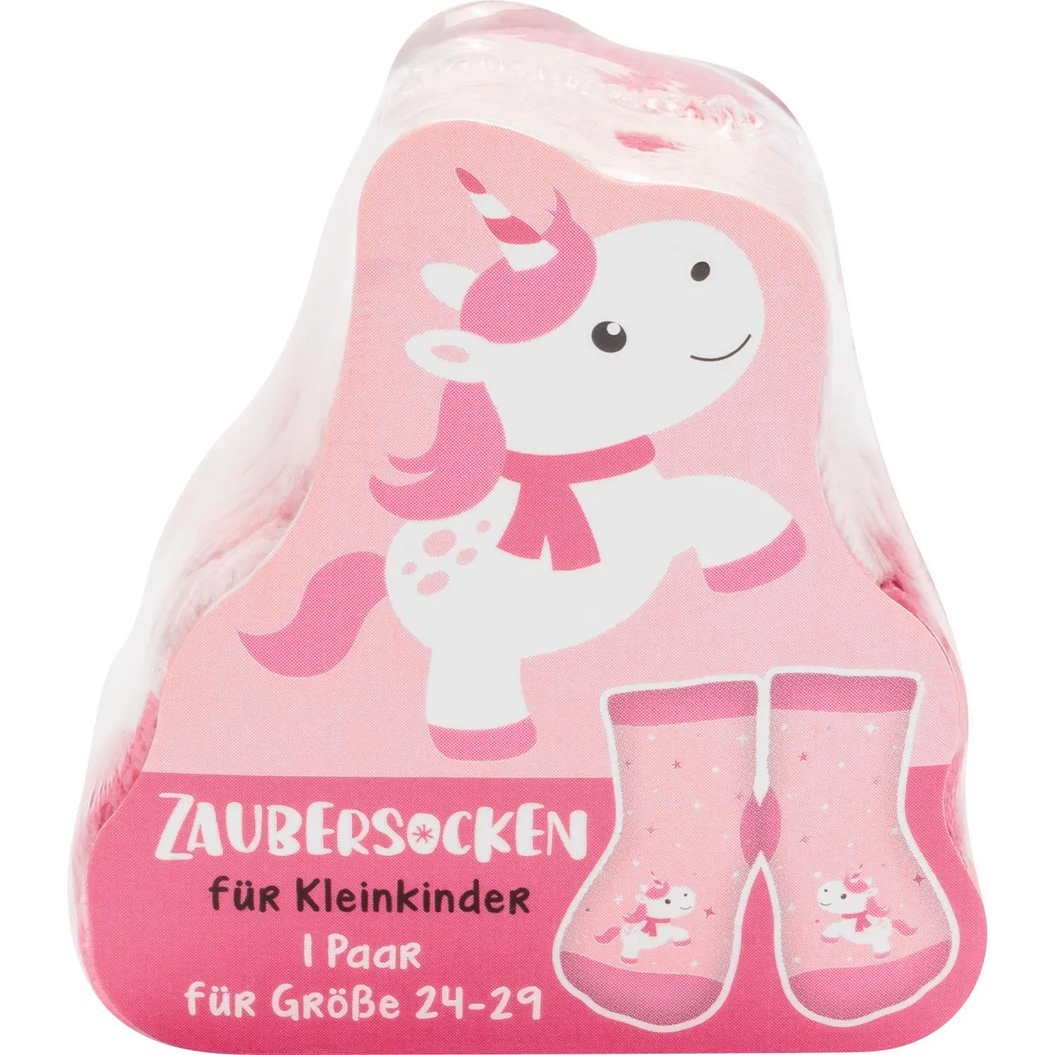 Rosa Zaubersocken »Einhorn« für Kleinkinder, Größe 24-29, 1 Paar.