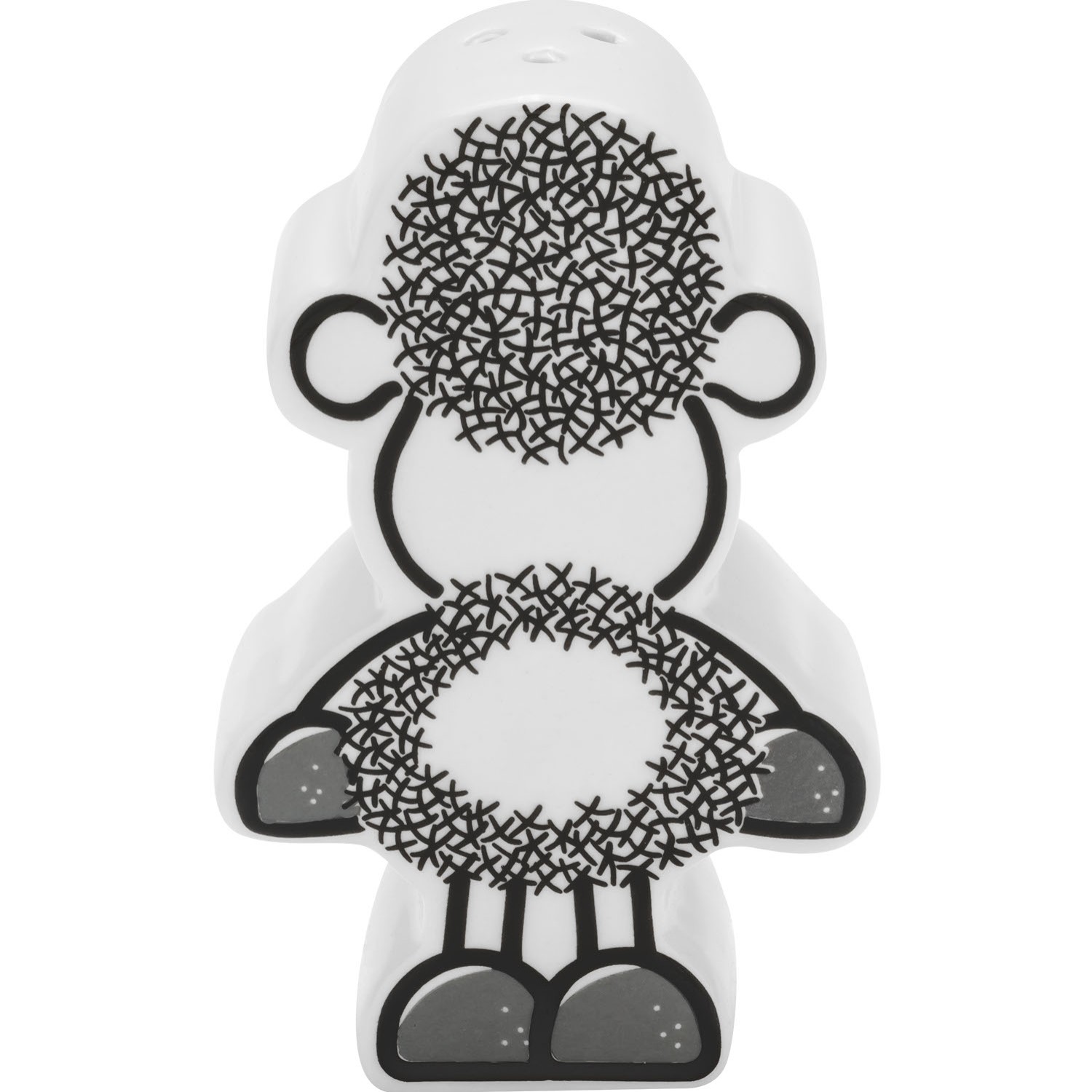 Weißes Porzellan-Schaf mit Wollmuster, freigestellt