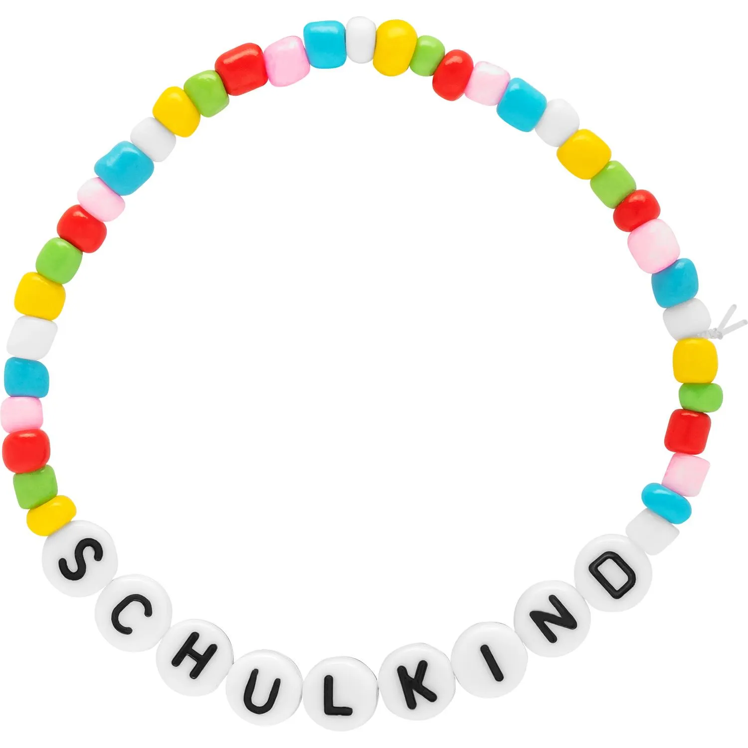 Buntes Perlenarmband mit Buchstaben SCHULKIND