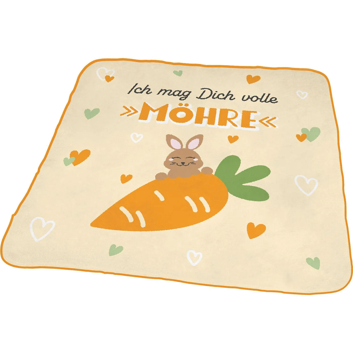 Zauberhandtuch mit Häschen auf einer Karotte in Pastellfarben