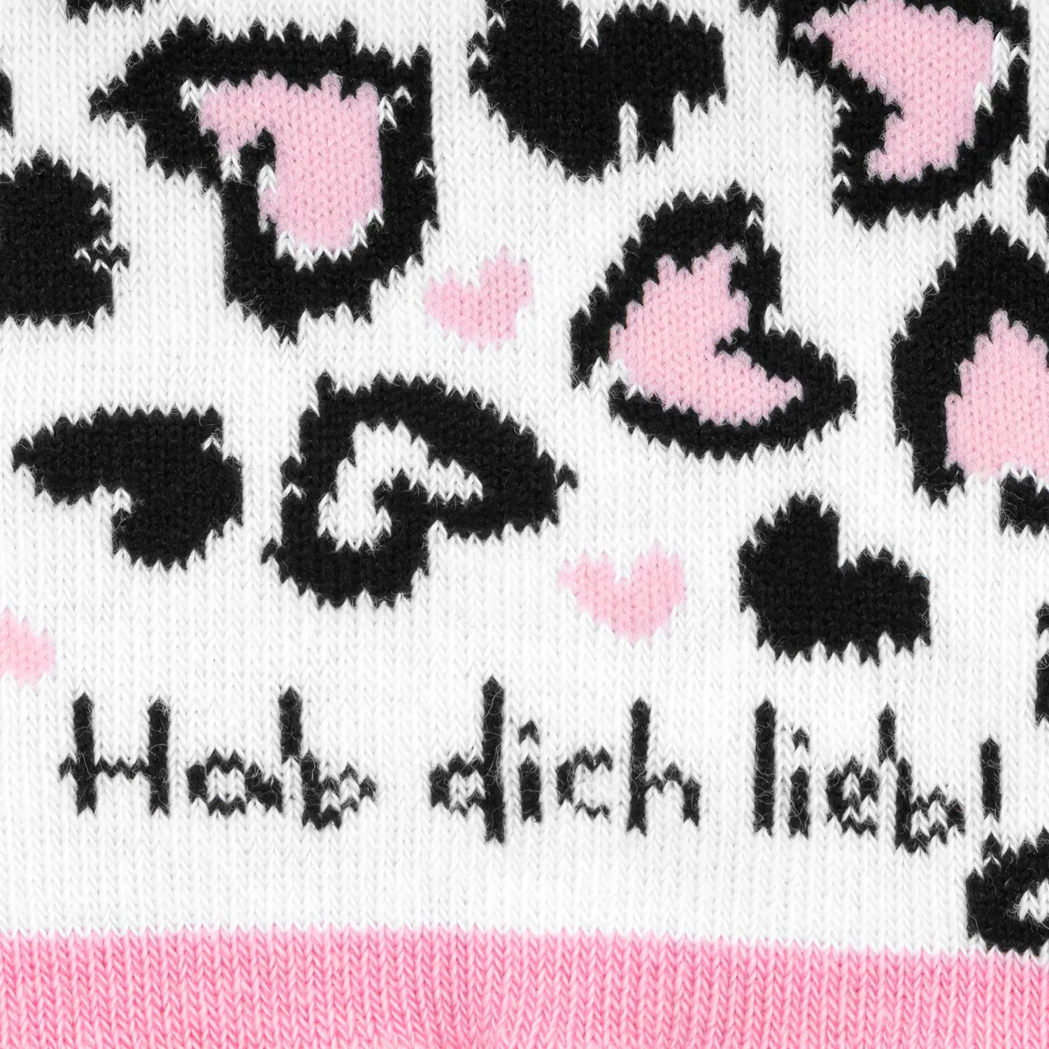 Zaubersocken mit Schriftzug Hab dich lieb und pinken Herzen