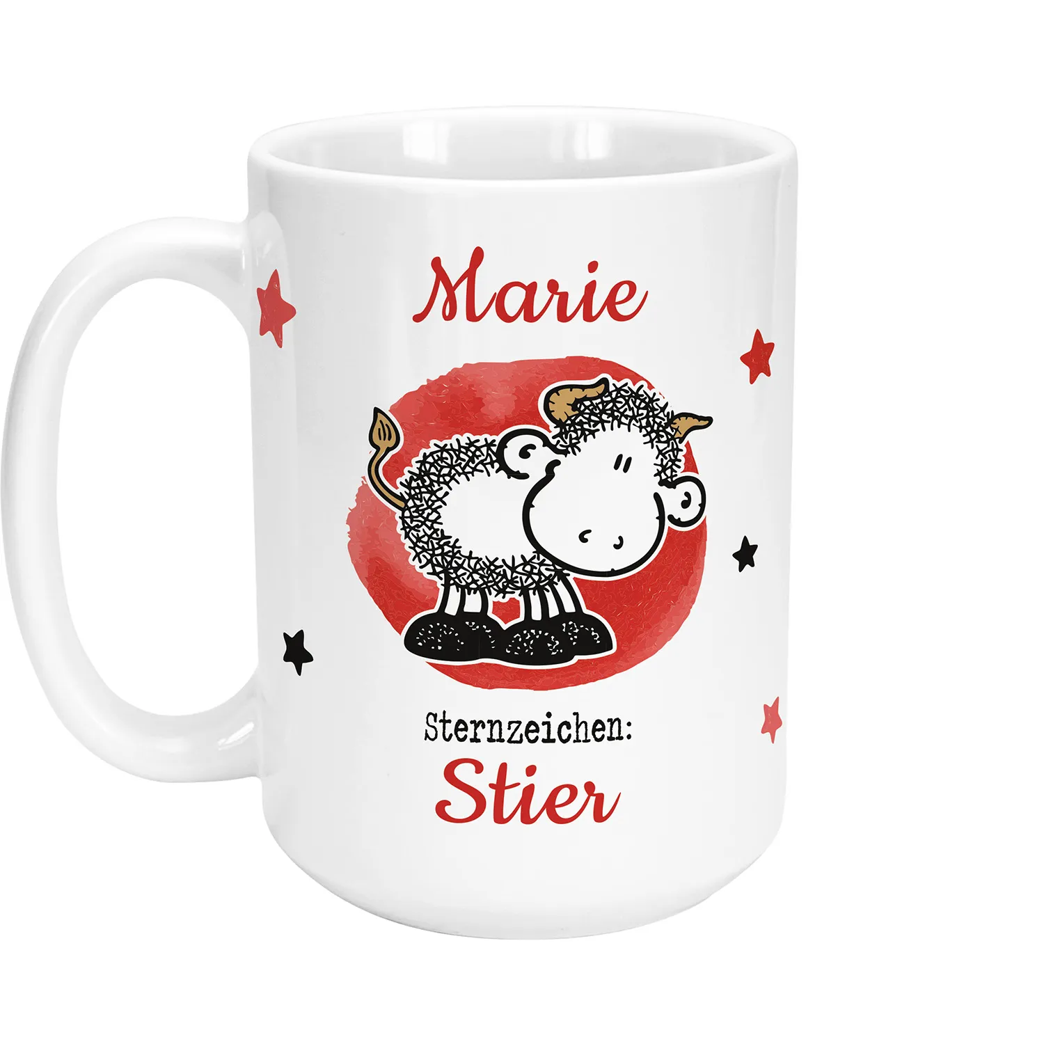 XL-Tasse mit Sternzeichen »Stier«, mit Namen, weiß, personalisiert
