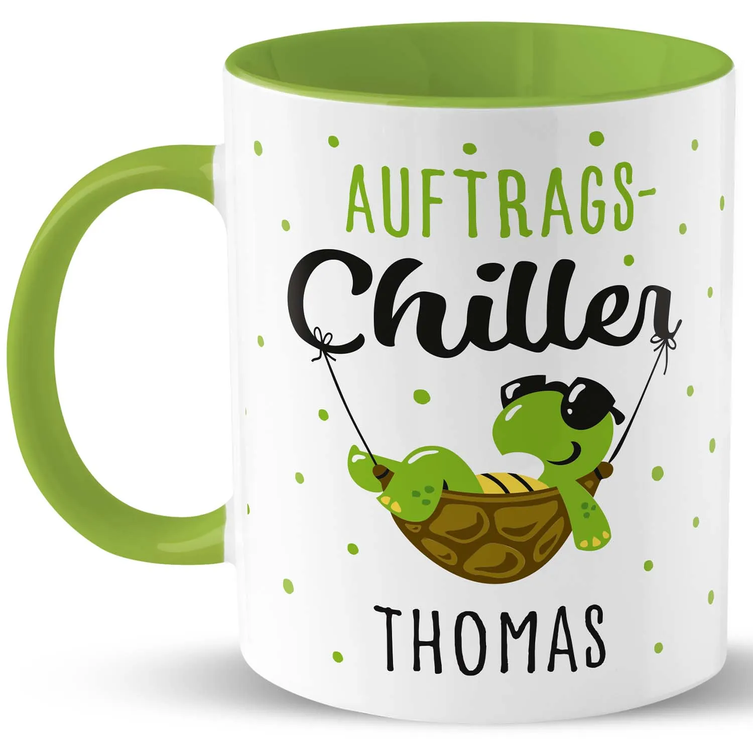GRUSS & CO L1872 Tasse »Auftragschiller …!« mit Wunschnamen, grün, personalisiert
