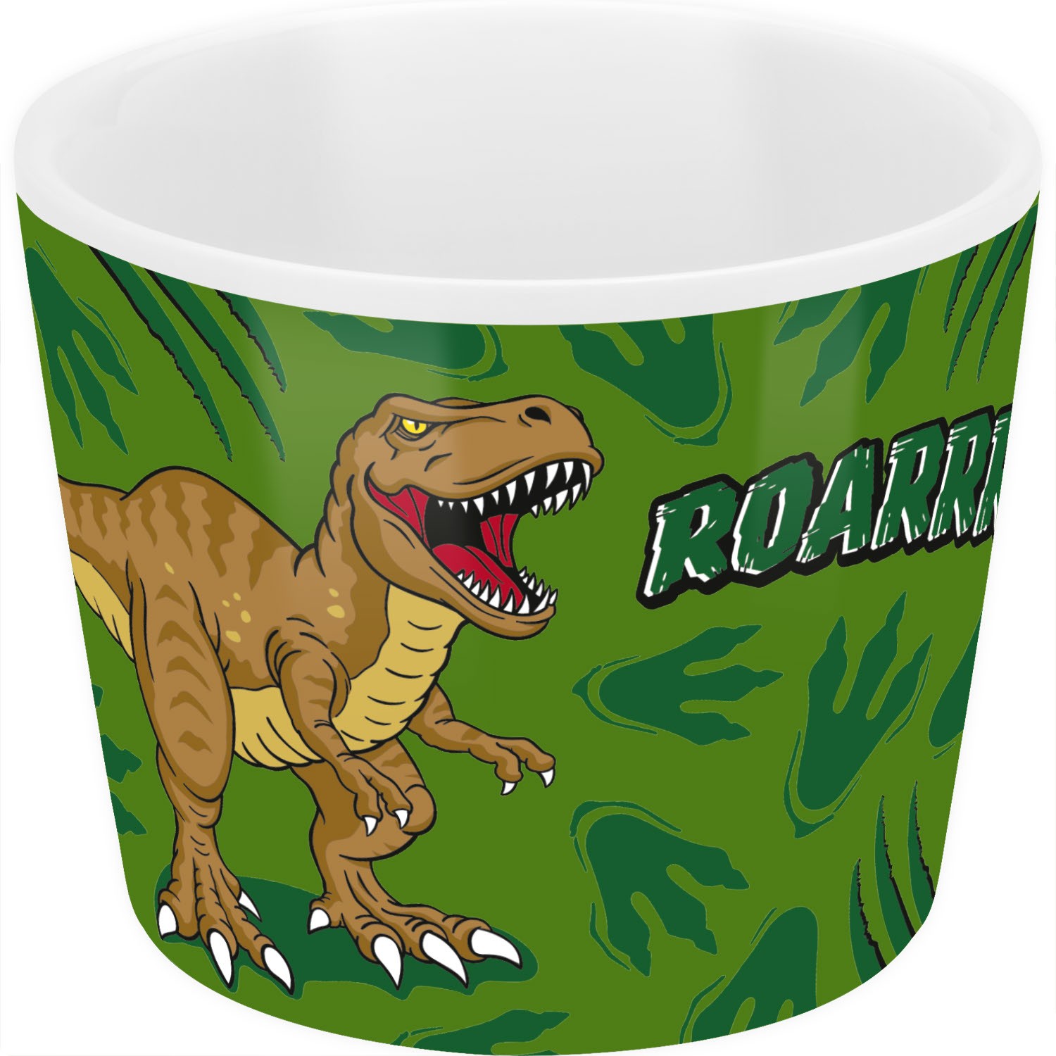 Grüner Porzellan-Eierbecher mit Dinosaurier-Druck, 4,3 cm hoch, 5,2 cm Ø