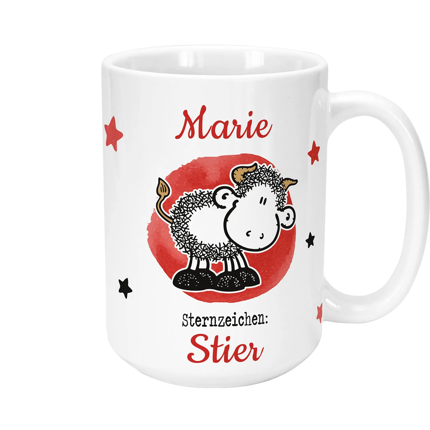 XL-Tasse mit Sternzeichen »Stier«, mit Namen, weiß, personalisiert