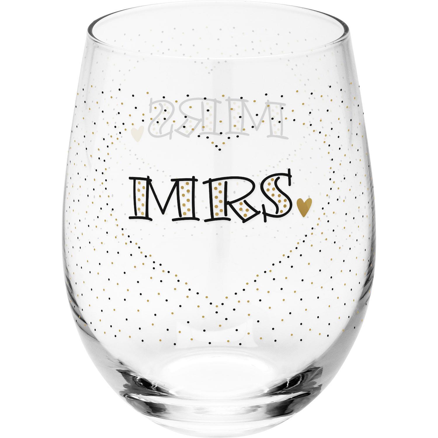Trinkglas mit MRS-Schriftzug, Golddruck und Punkten, Geschenkbox, 600 ml