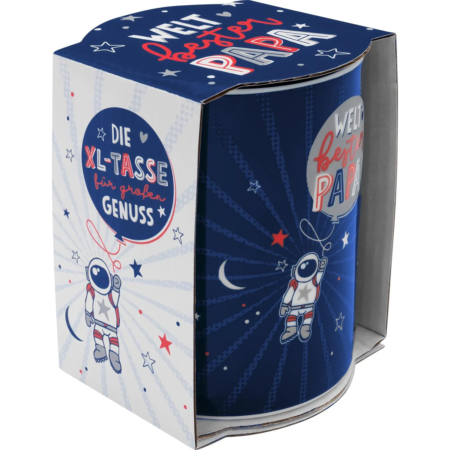 XL-Tasse aus Porzellan mit Weltraum-Astronautenmotiv für Papa, großes Fassungsvermögen