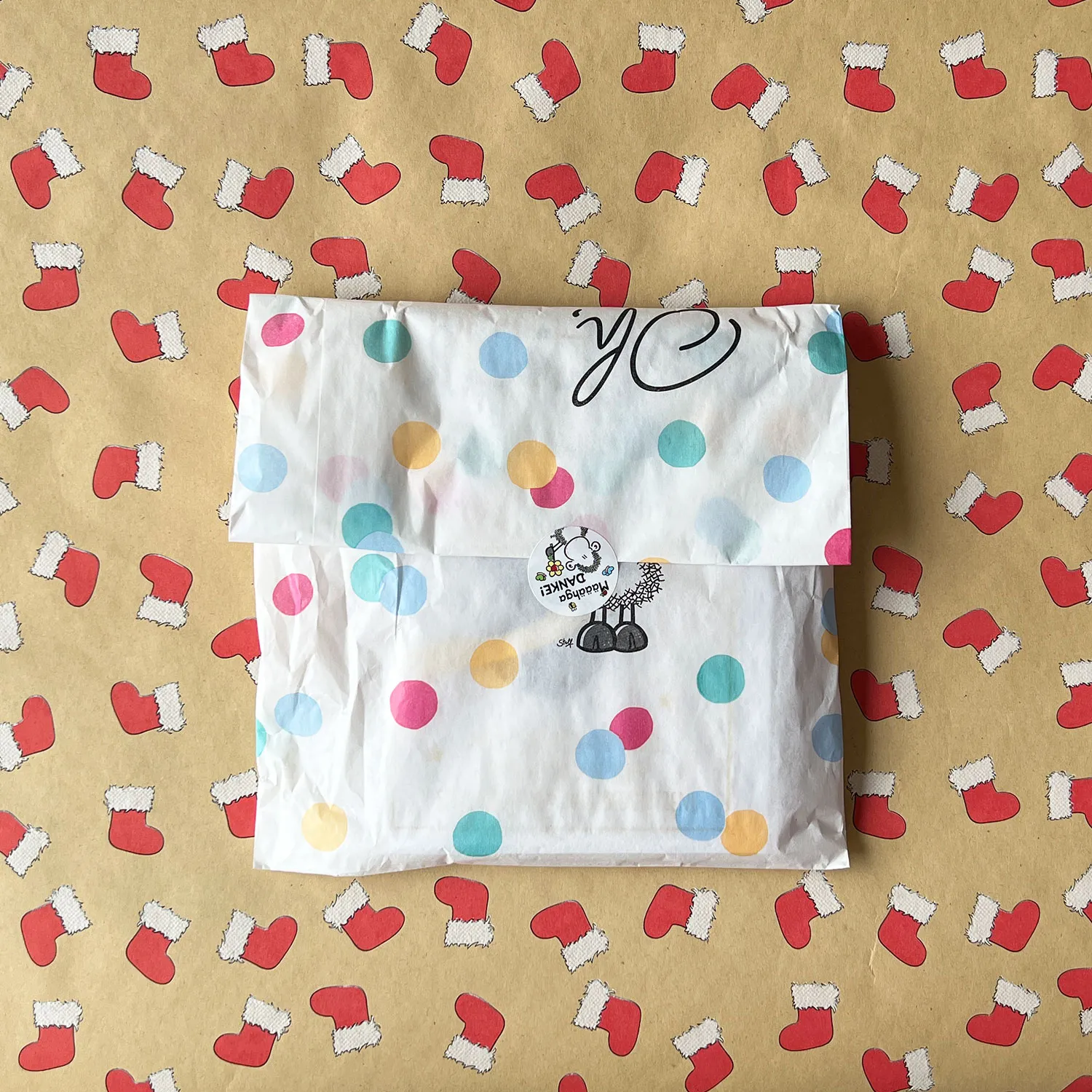 Weihnachtskarten-Wundertüte mit bunten Pastellpunkten, 5 Grußkarten inkl. Umschlägen