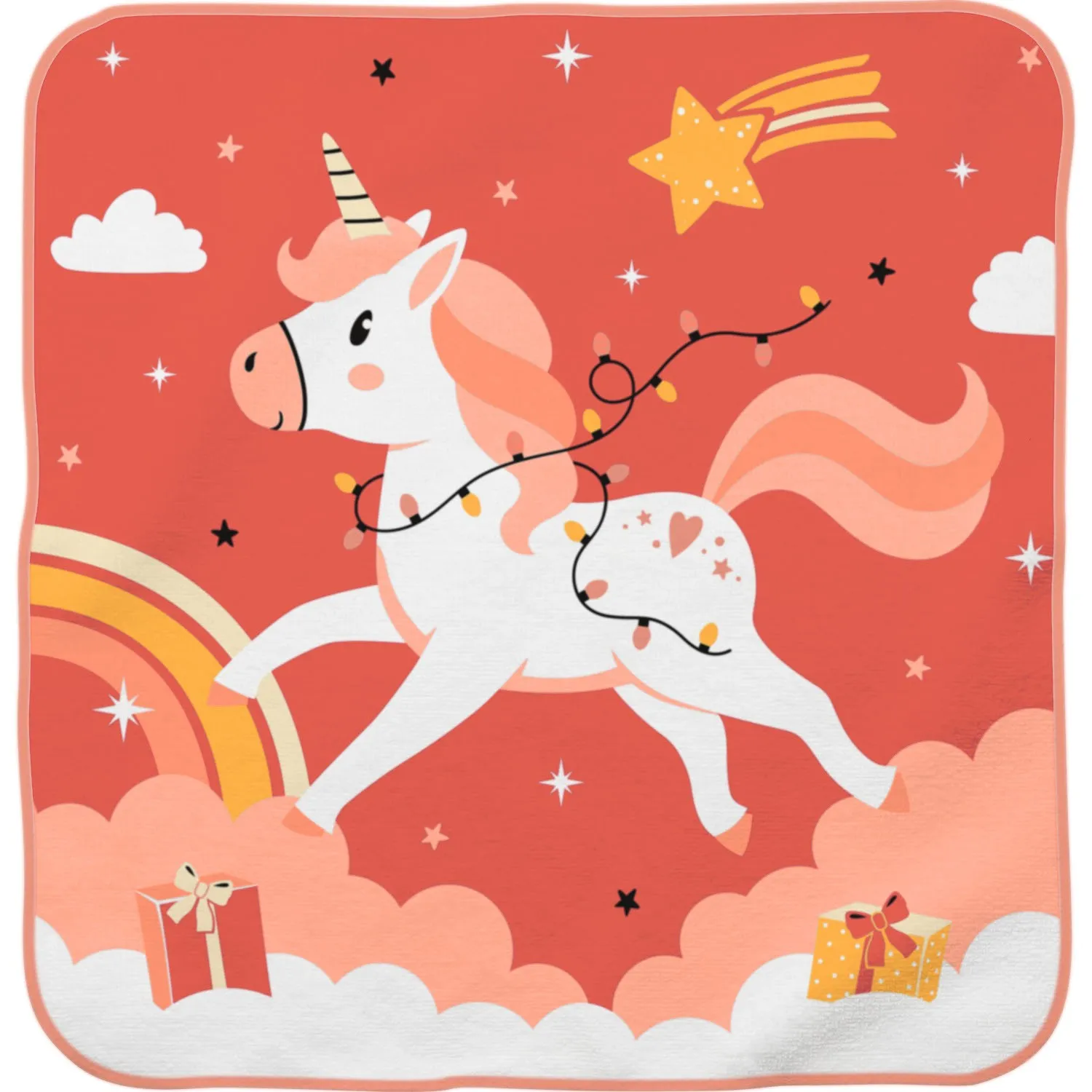 Magic Towel Einhorn - rotes Hintergrundtuch mit Einhorn-Motiv, 30x30 cm, Baumwolle