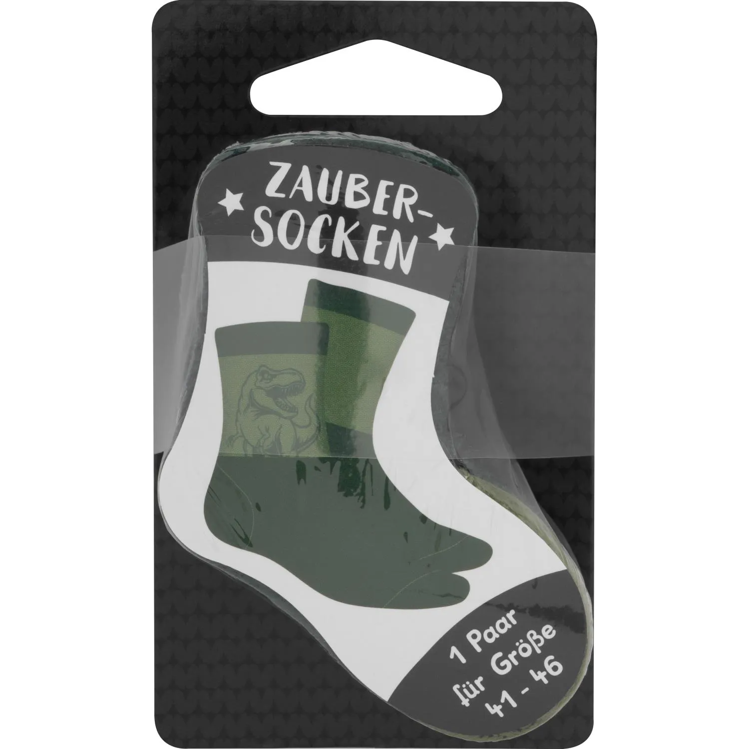 Grüne Dinosaurier-Zaubersocken, 41-46, 1 Paar, auf Headercard