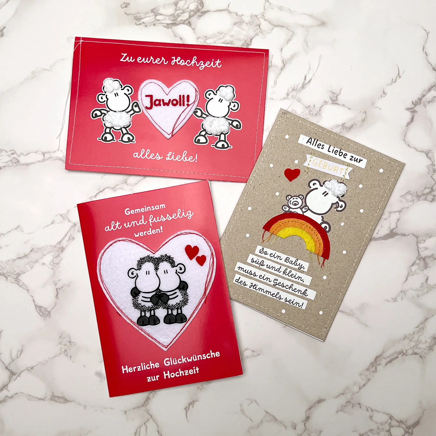 Grußkarte handmade »Zu Eurer Hochzeit alles Liebe!«