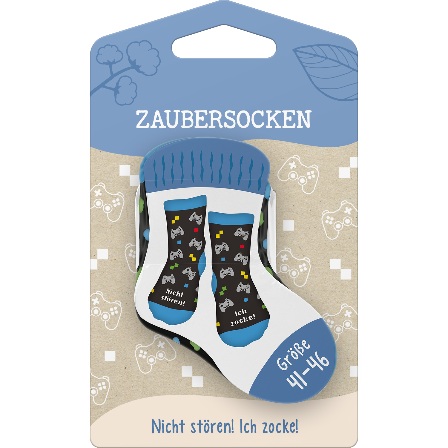 Gaming-Socken mit Controller-Motive und Spruch 'Nicht stören! Ich zocke!', Größe 41-46