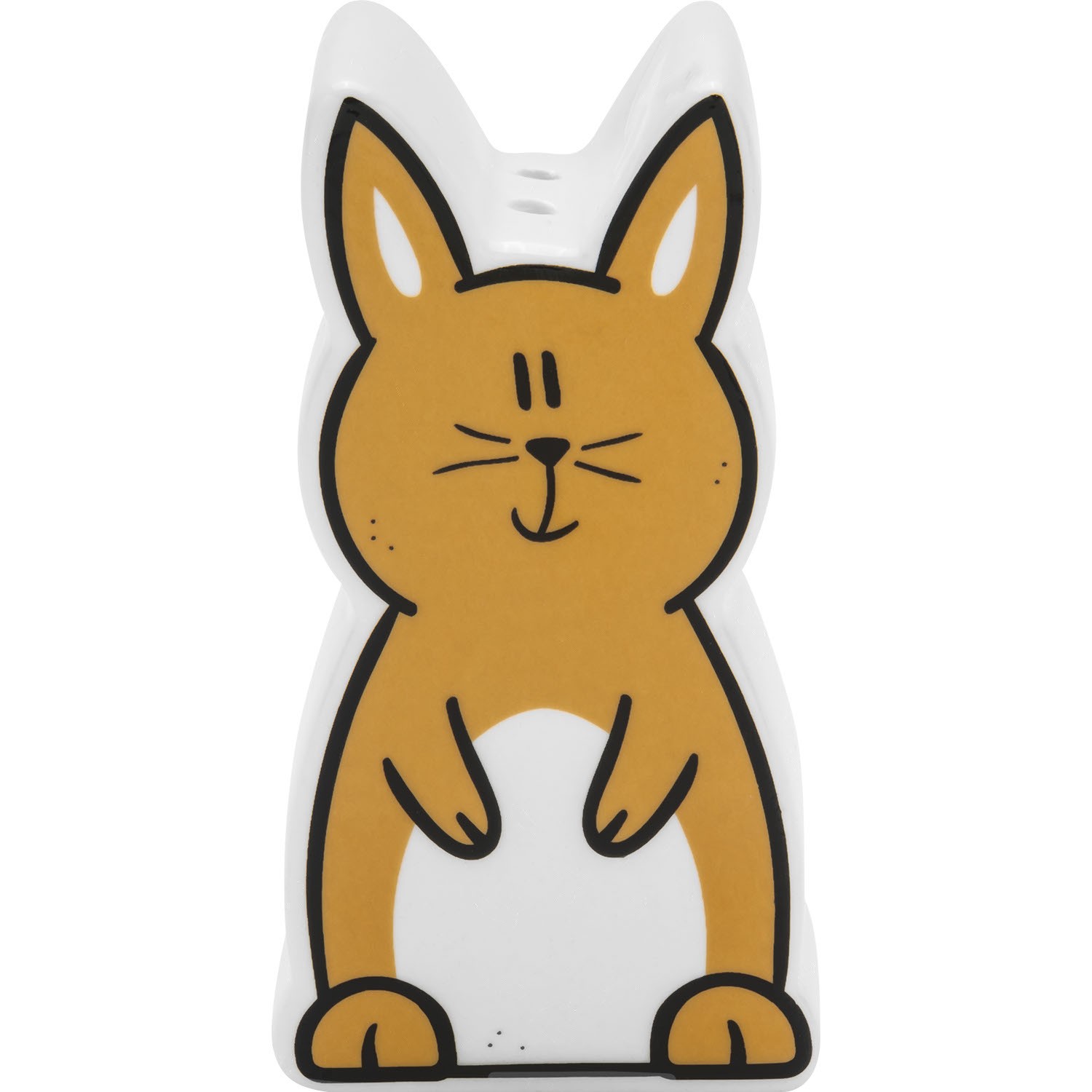 Oranger Porzellan-Hase als Salz- und Pfefferstreuer-Set, weißer Bauch