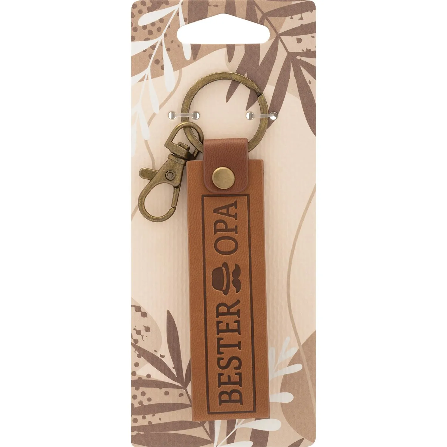 Lederschlüsselanhänger mit dem Aufdruck 'Bester Opa' und Messing-Halter
