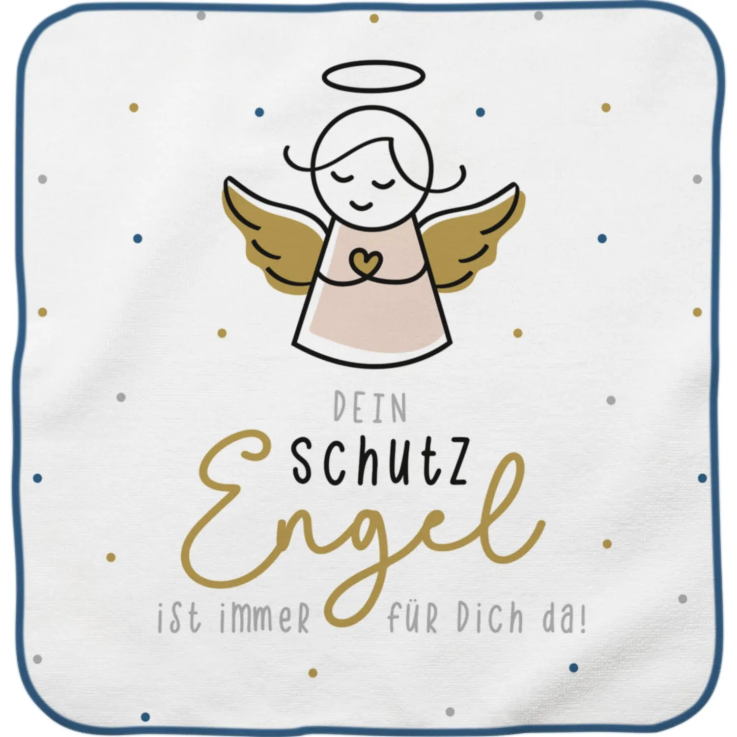Weißes Sternhandtuch mit Schutzengel-Motiv und goldenen Flügeln