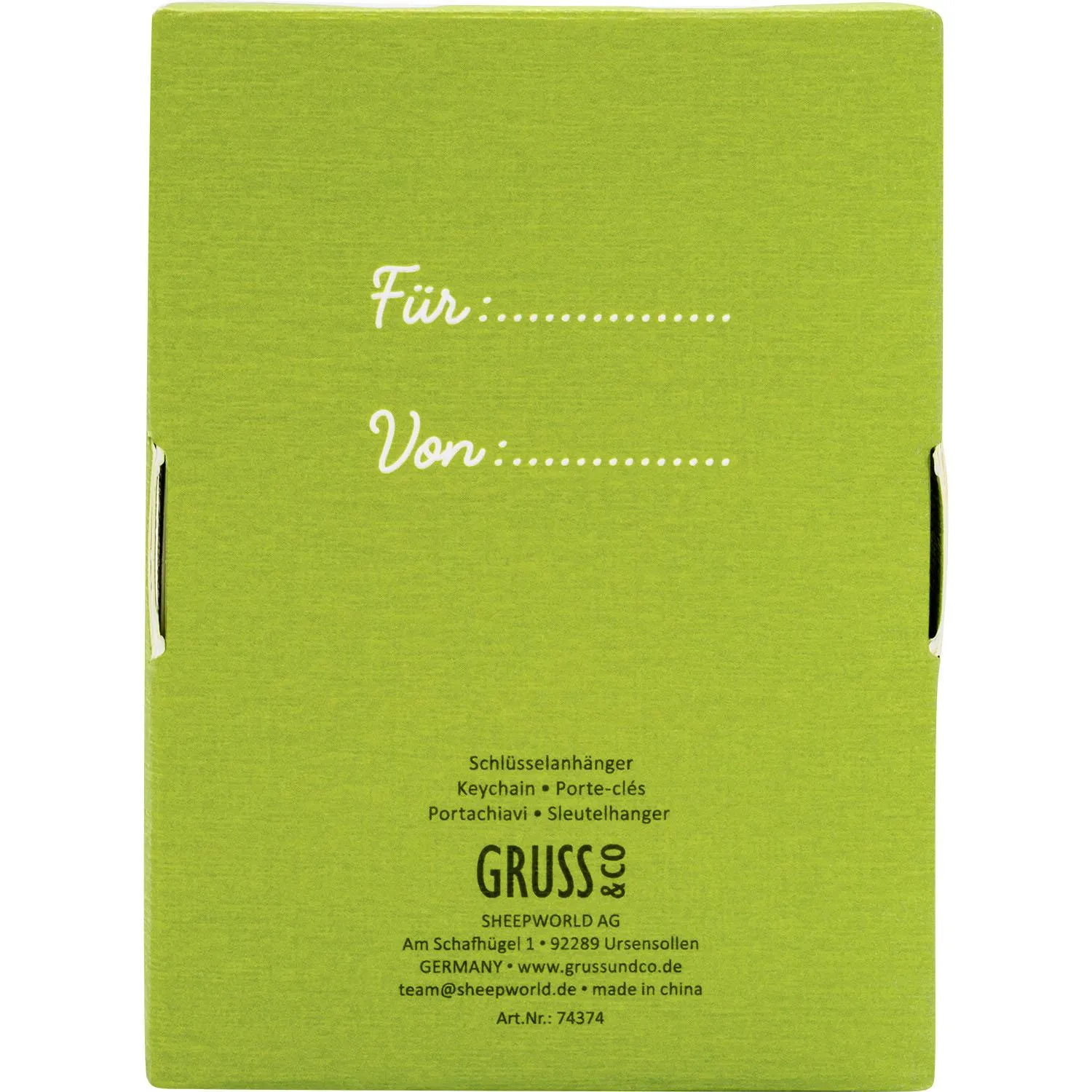Grüne Geschenkbox für Schlüsselanhänger Glück, silberfarbene Verschlüsse