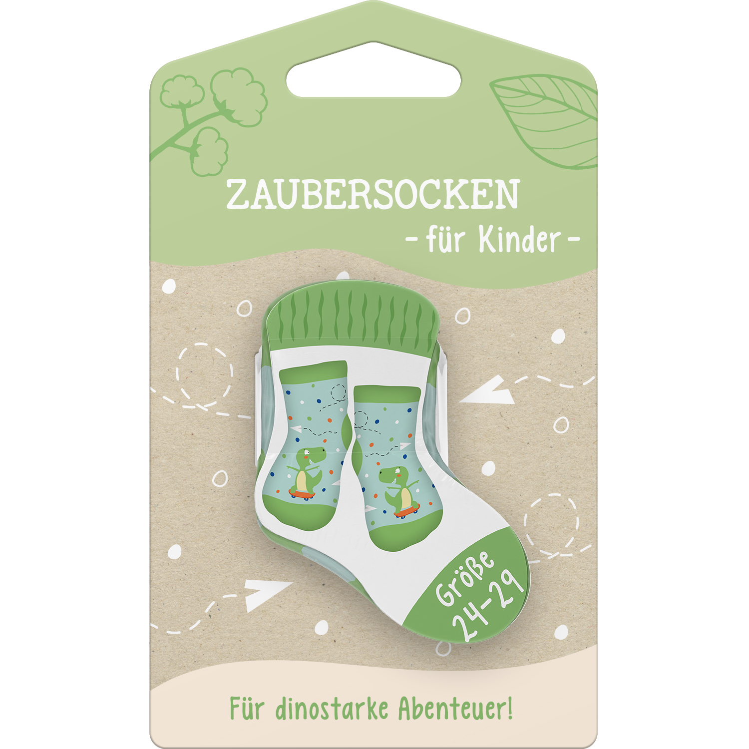 Kleinkind-Zaubersocken mit Dino-Motiv, Grün-Blau, Größe 24–29