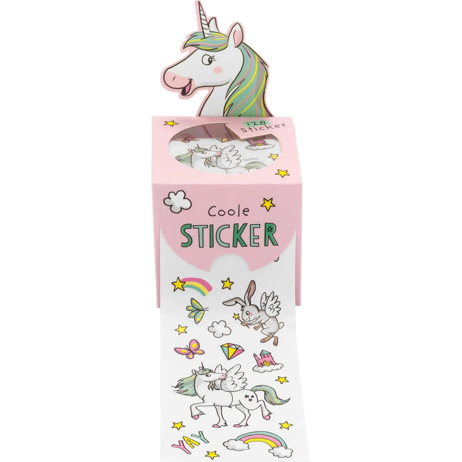 Stickerrolle »Einhornwelt« in rosa Box mit Einhörnern, 128 Sticker, 80 cm Länge