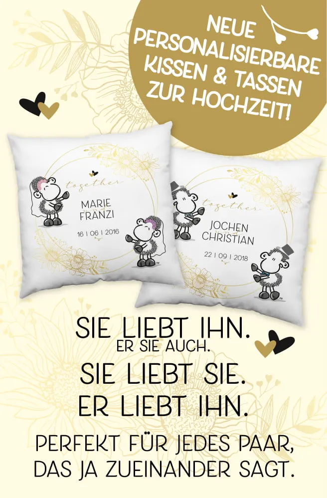 Perso-Hochzeit Kissen (gold) 