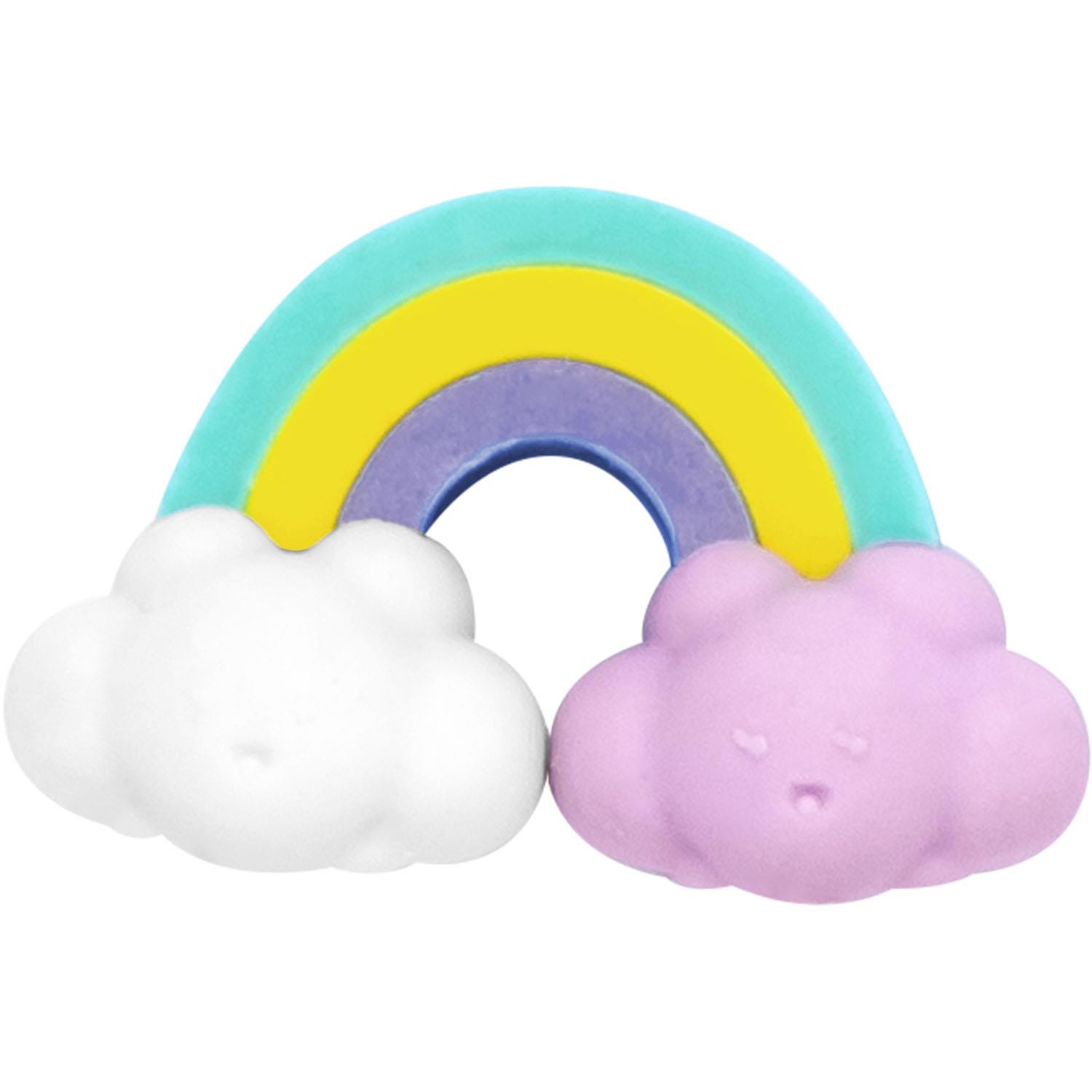 Pastellfarbenes Regenbogen- und Wolkenmotiv – niedliches Schreibset für Kinder.