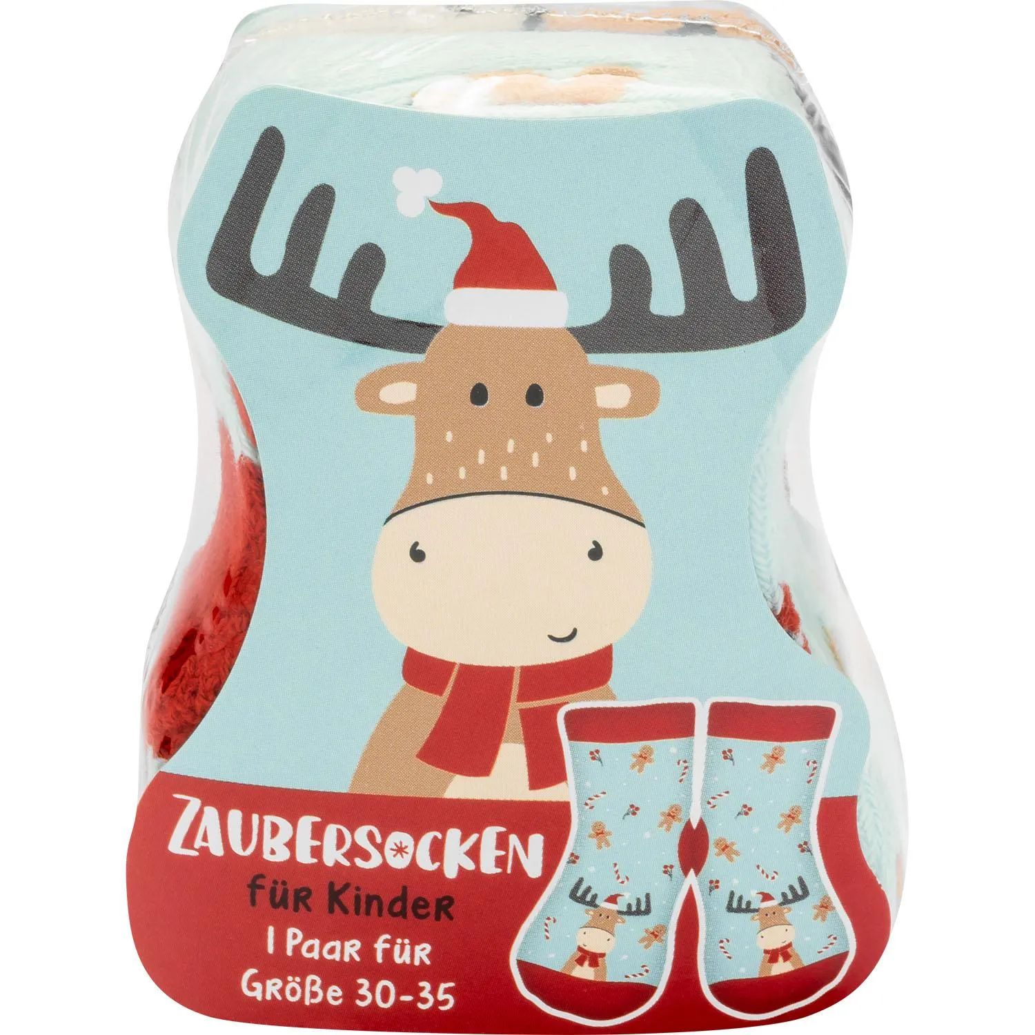 Kuschelige Zaubersocken Elch mit Weihnachtsmotiv für Kinder
