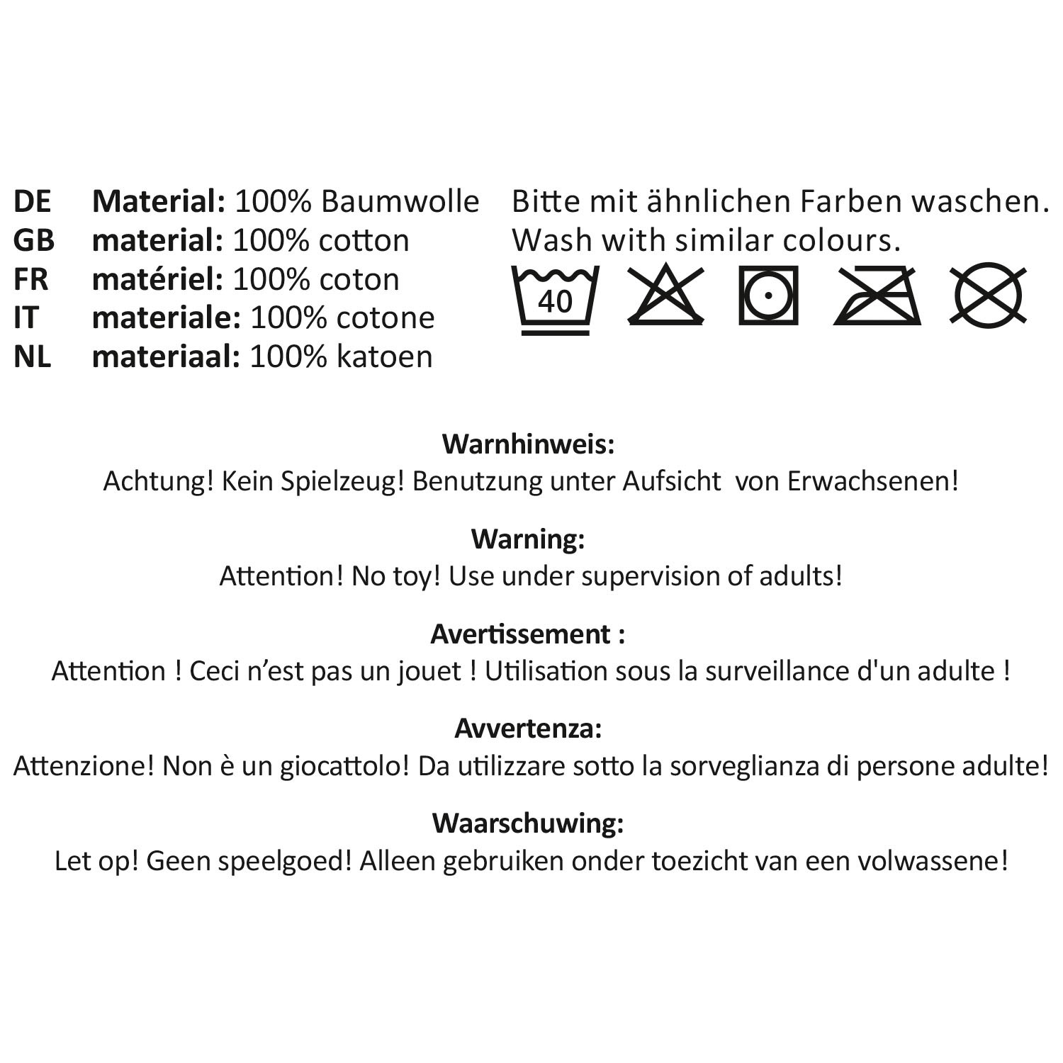 Weißes Zauberhandtuch aus Baumwolle mit Pflegesymbolen und der Botschaft 'Ich hab Dich so lieb'.