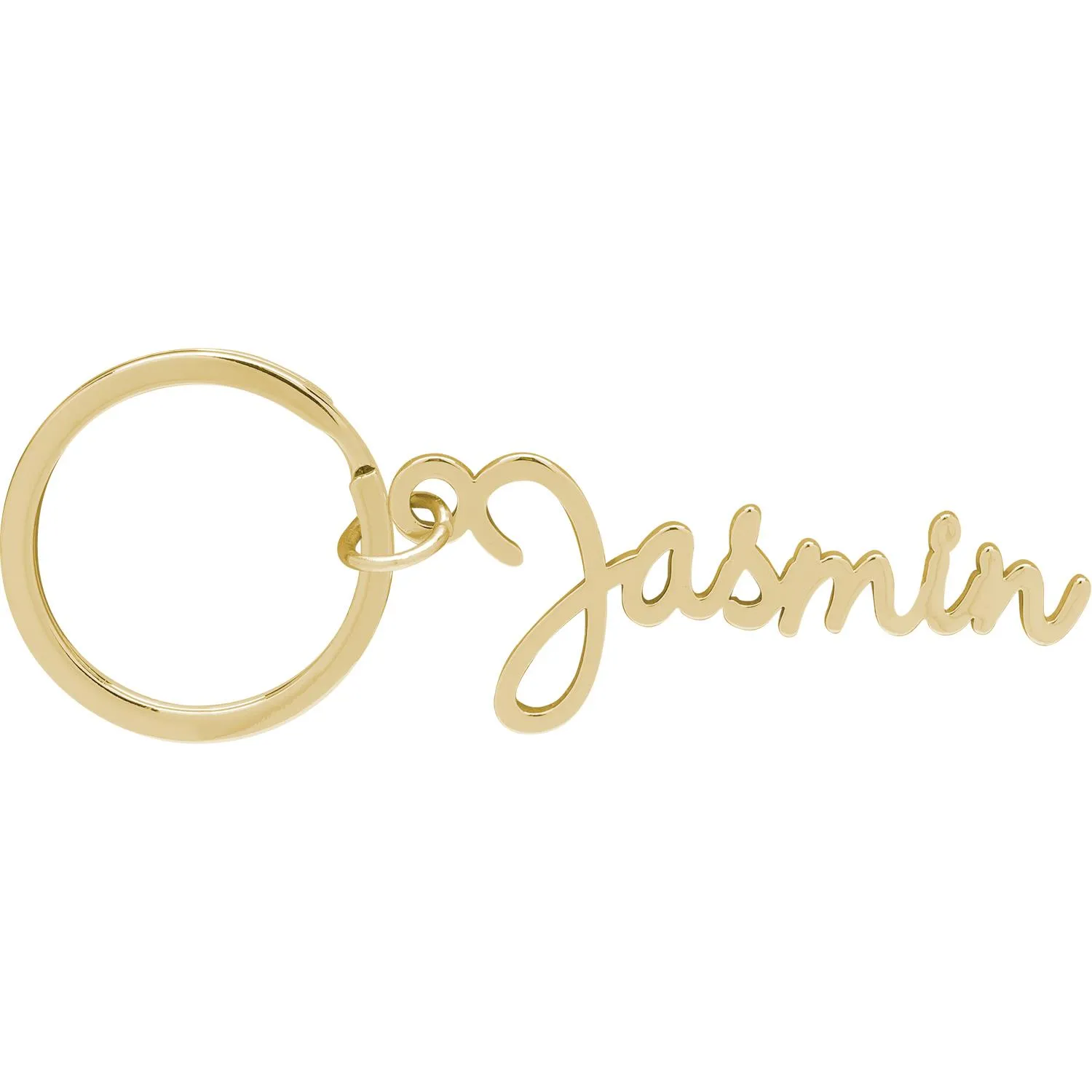 Goldfarbener Namens-Schlüsselanhänger Jasmin am Schlüsselring